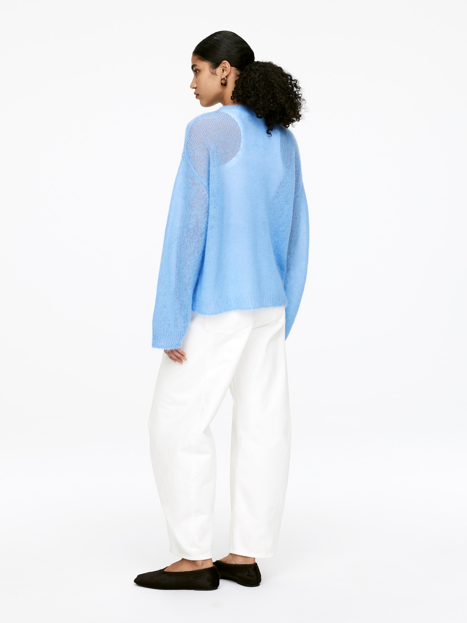 Pull en mélange de laine et de mohair - Bleu/Rose - 6