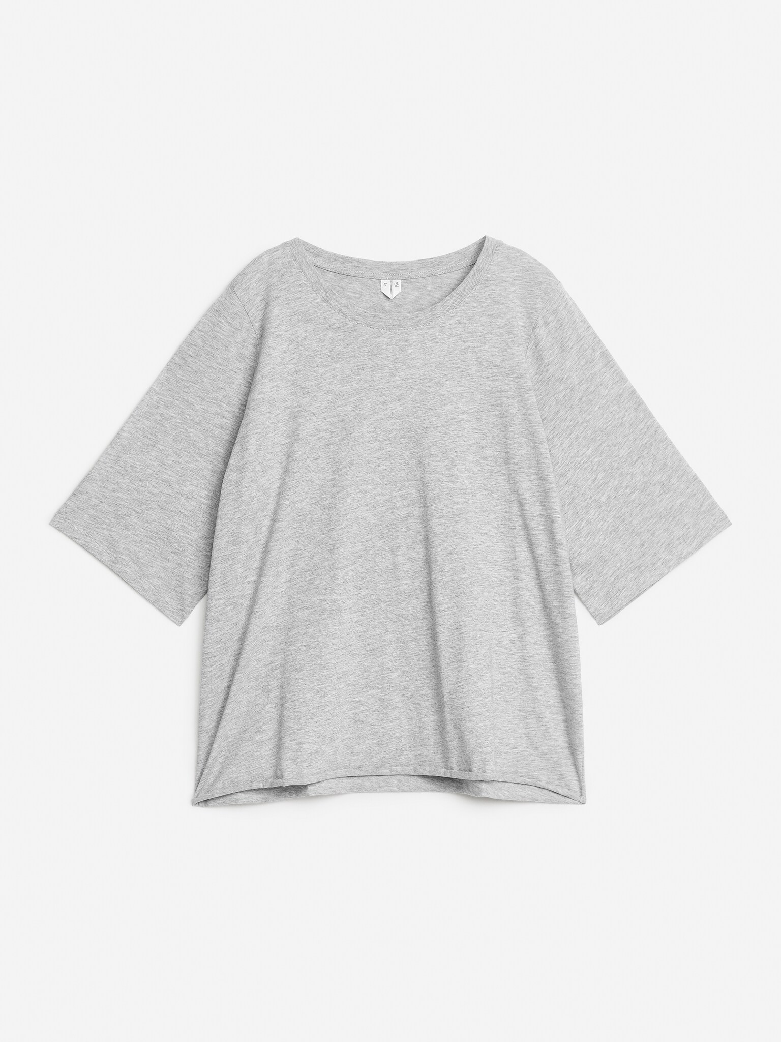 Drapy Cotton T-Shirt - Grey Melange/Off White/Black