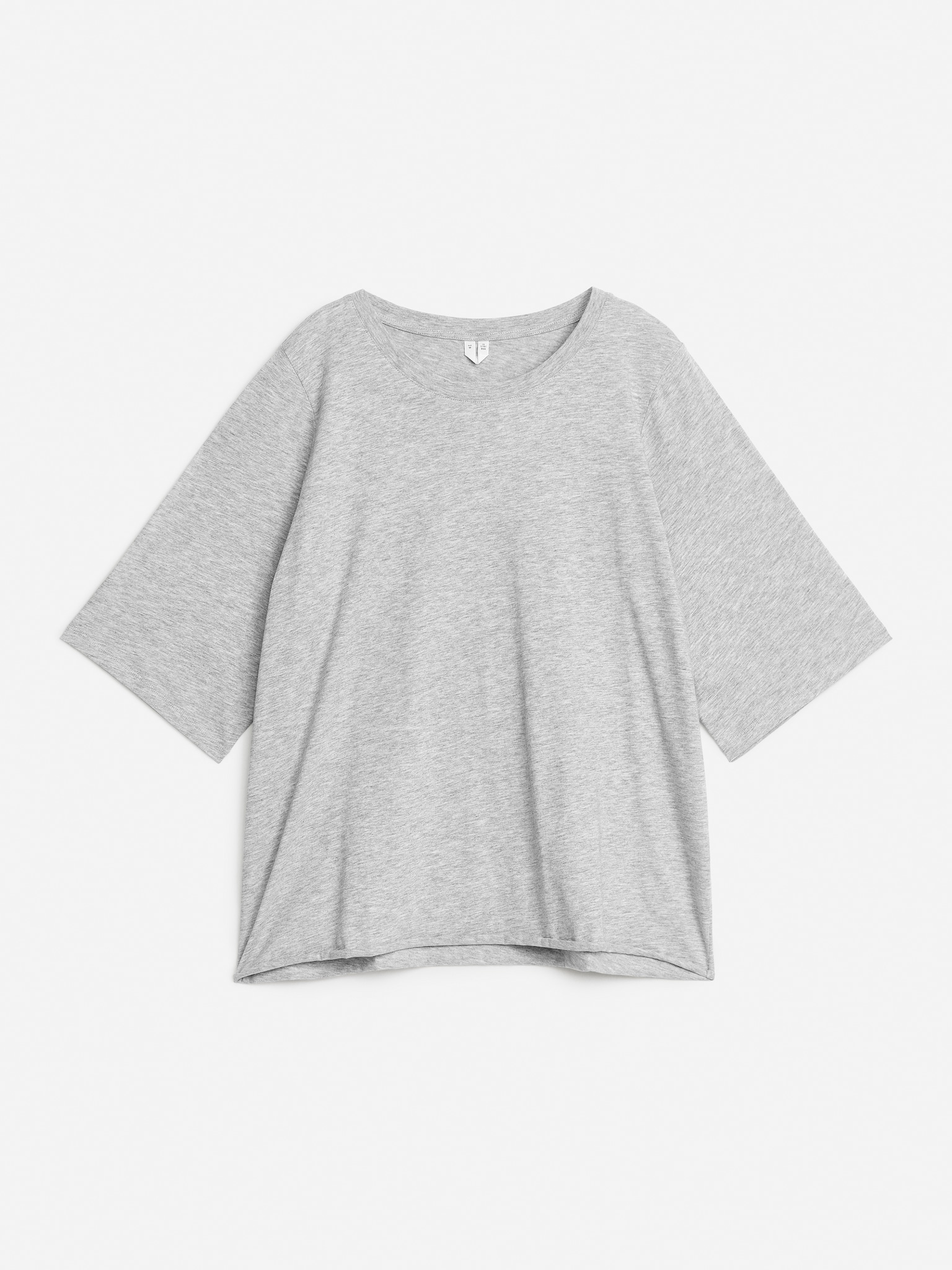 Drapy Cotton T-Shirt - Grey Melange/Off White/Black - 1