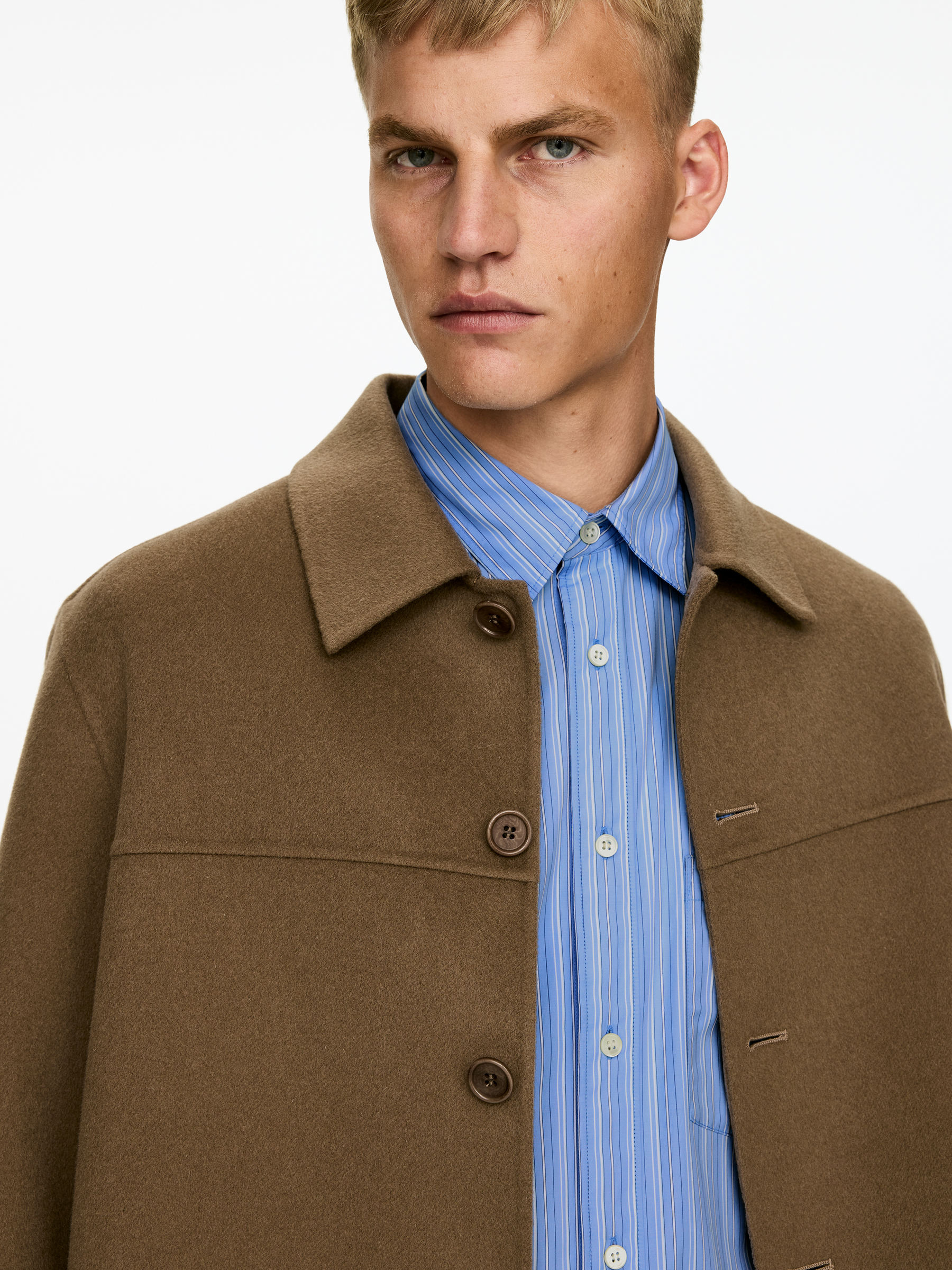 Poplinskjorta med avslappnad passform - Blå/vit - Loose fit - Men - StillMedia/Lookbook - 3