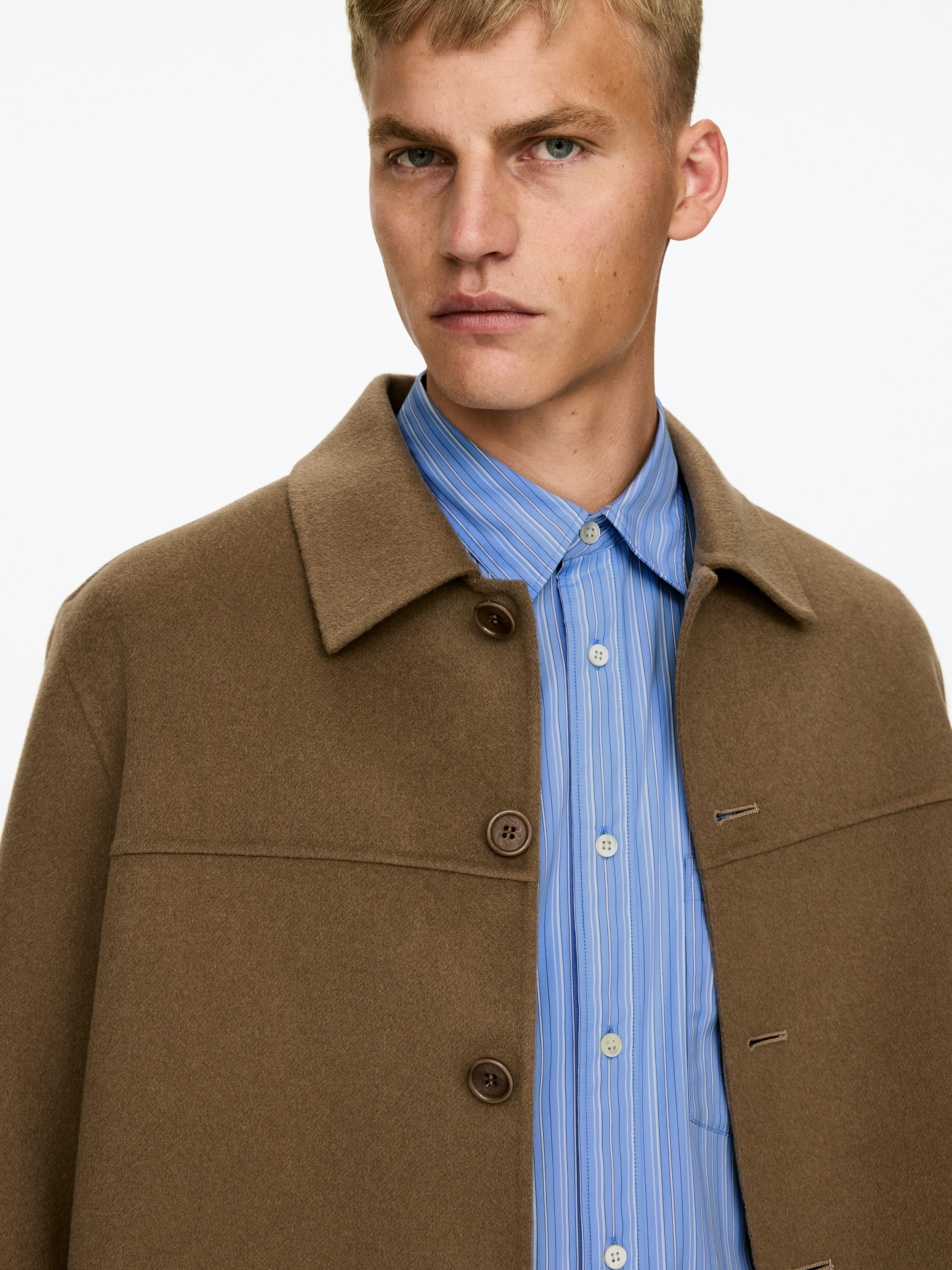 Relaxed Poplin Shirt - Blue/White - Loose fit - Men - StillMedia/Lookbook - 3