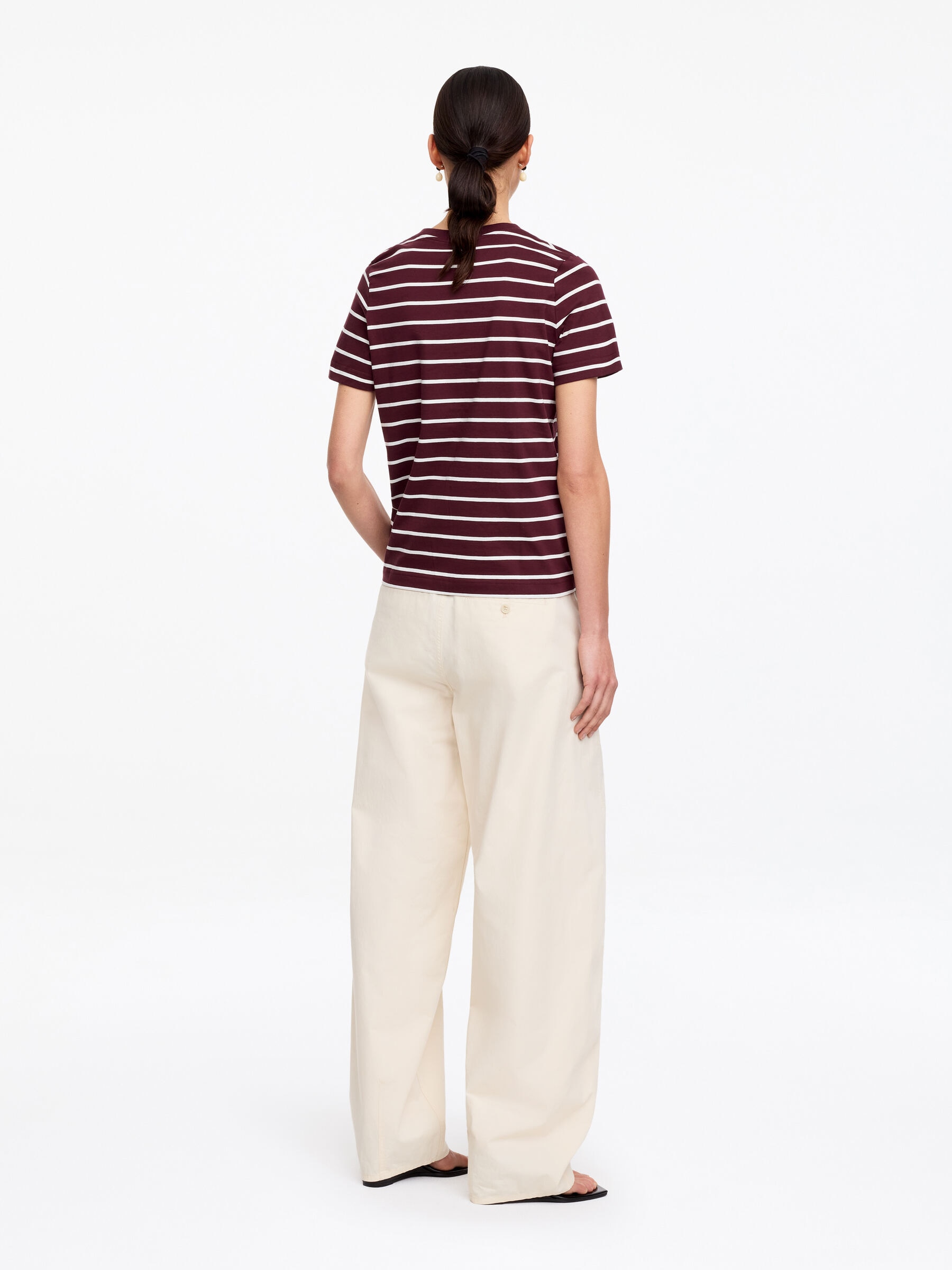 T-shirt signature à manches courtes - Bordeaux/Blanc - Regular fit - Femme - StillMedia/Lookbook - 5