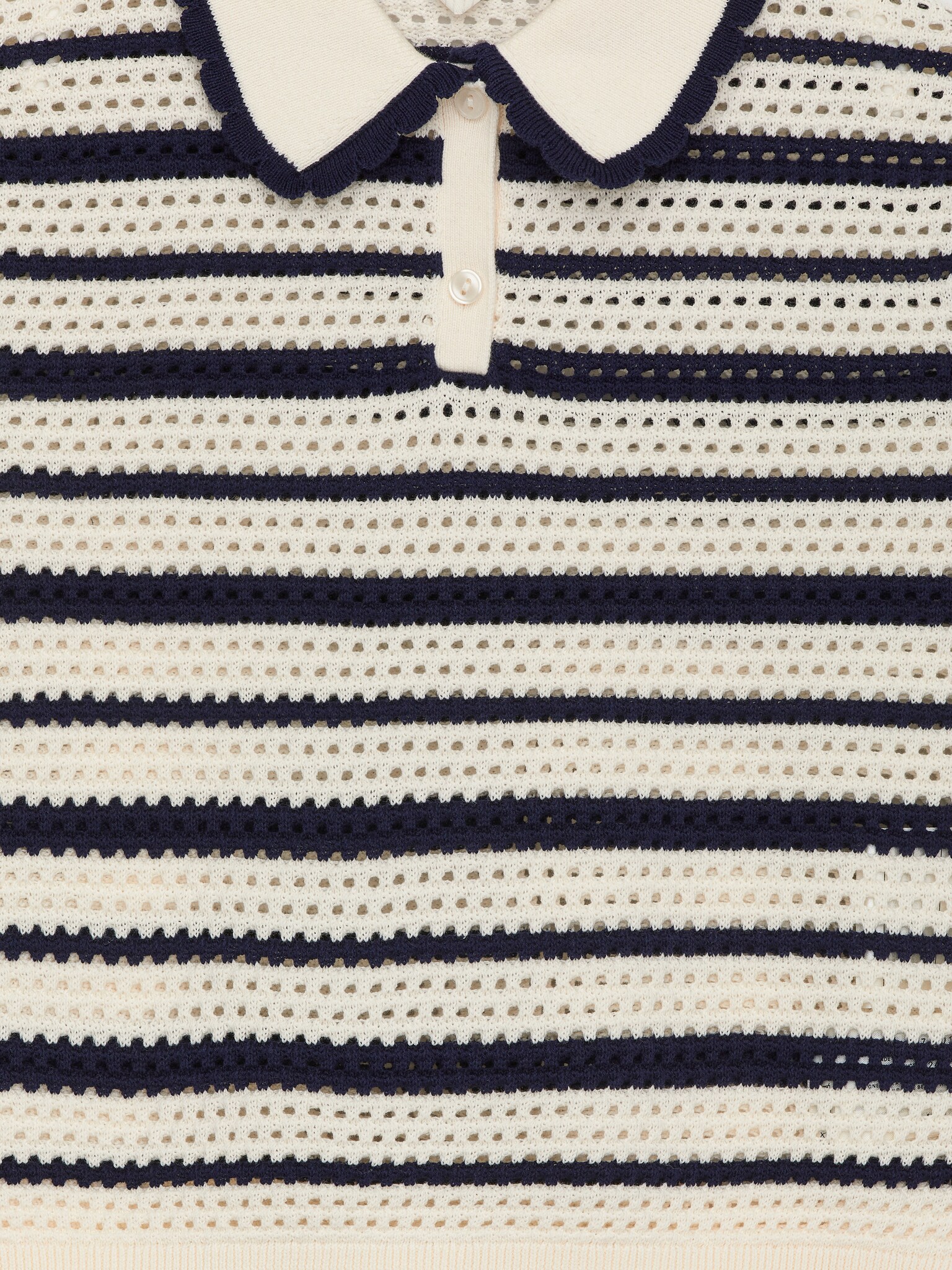 Top s pointelle pletením - Tmavomodrá/Biela - 3