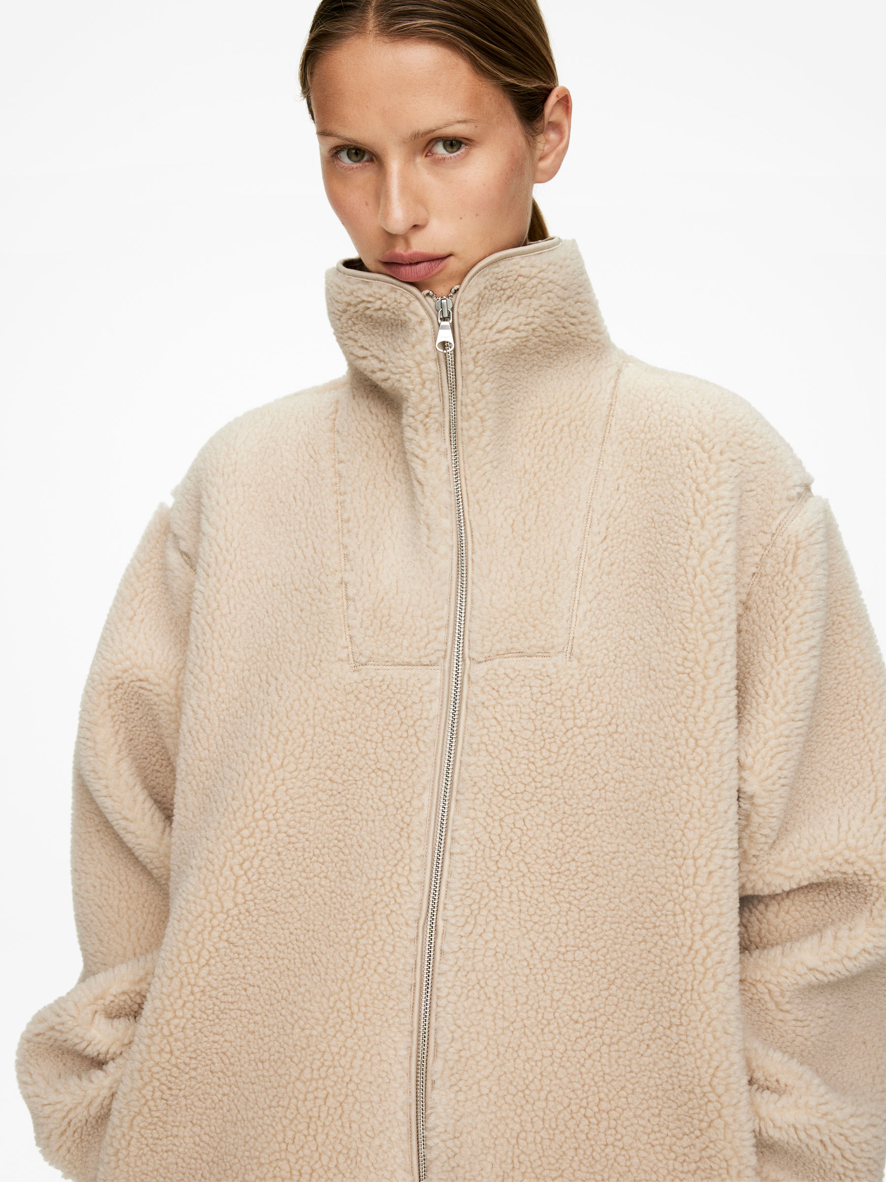 Pile Jacket - Light Beige - Regular fit - Women - StillMedia/Lookbook - 6