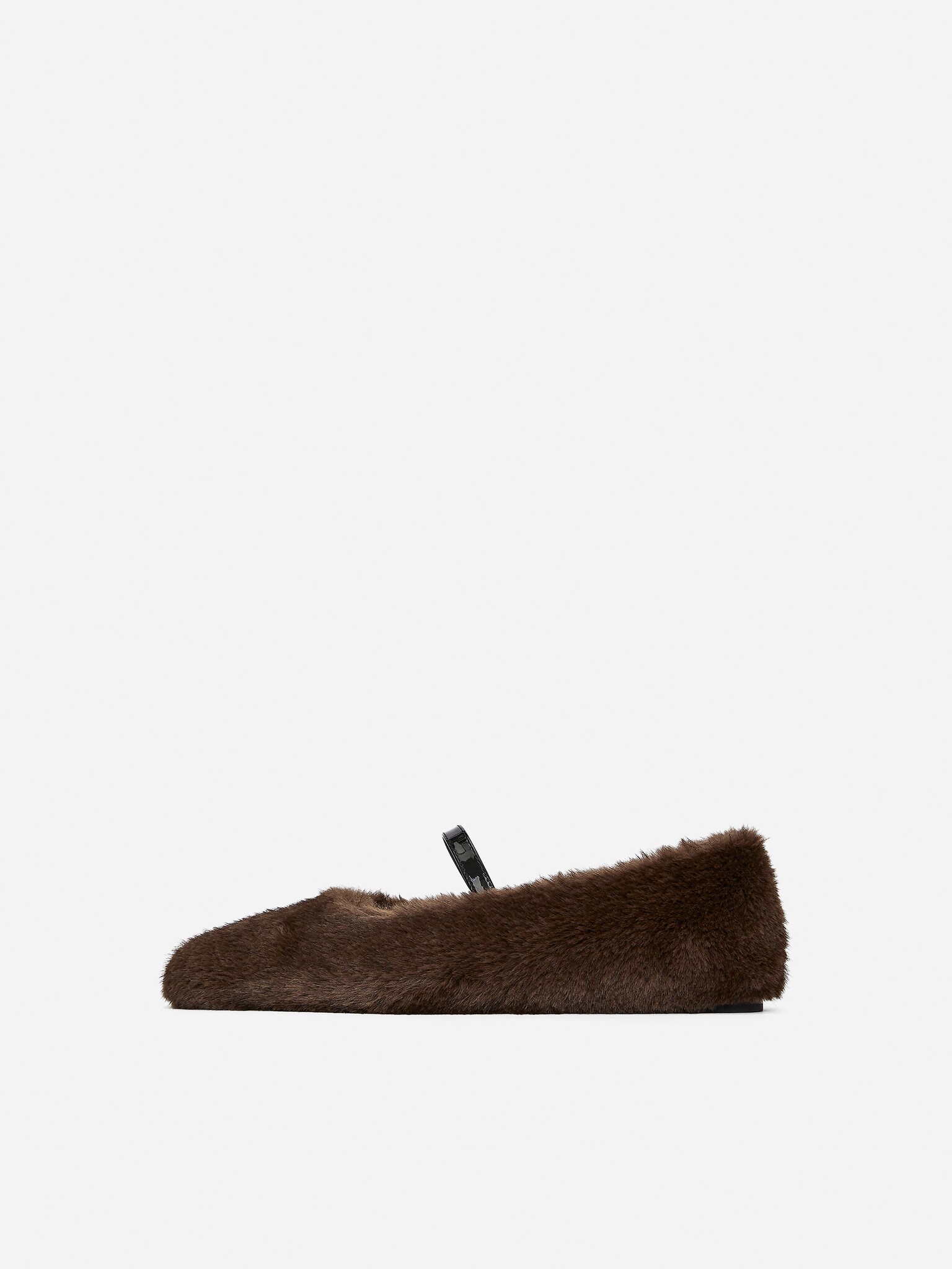 Ballerines en fausse fourrure - Marron - 4