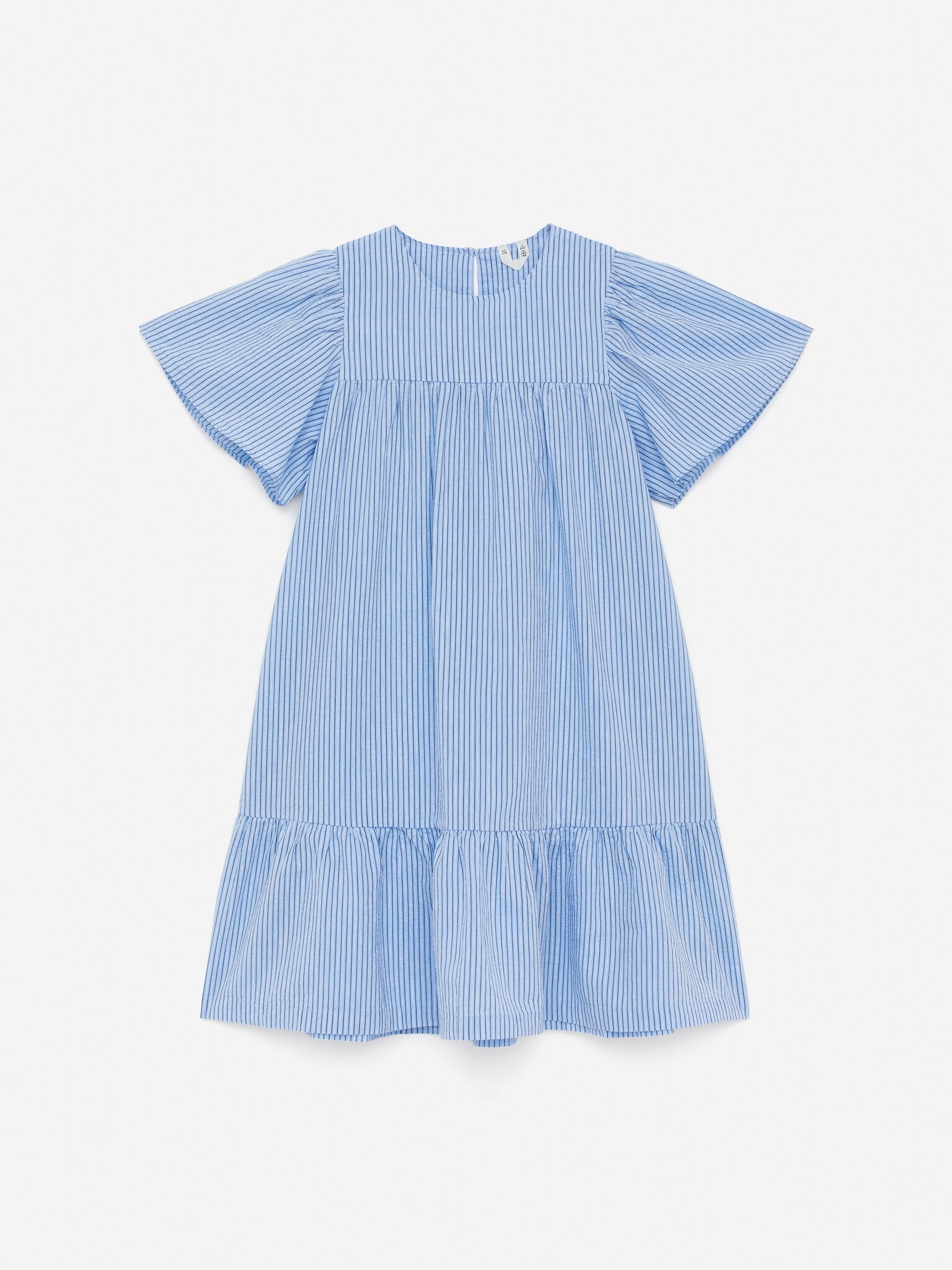 Vestido de popelina de algodón - Azul claro/rayas