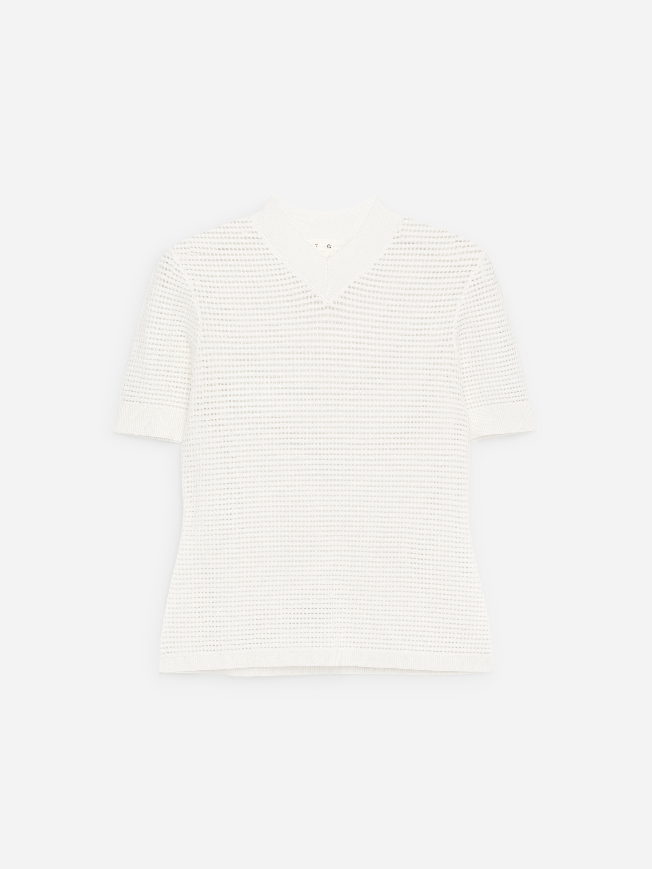 Top de punto con cuello de pico - Blanco