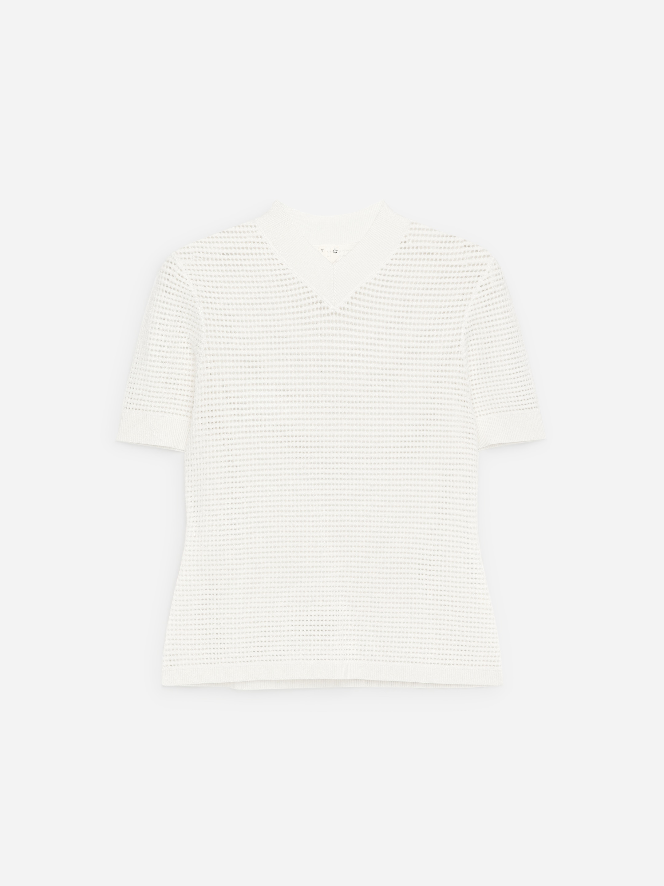 Pointelle V-Neck Top - White - Slim fit - Women - StillMedia/DescriptiveStillLife - 1