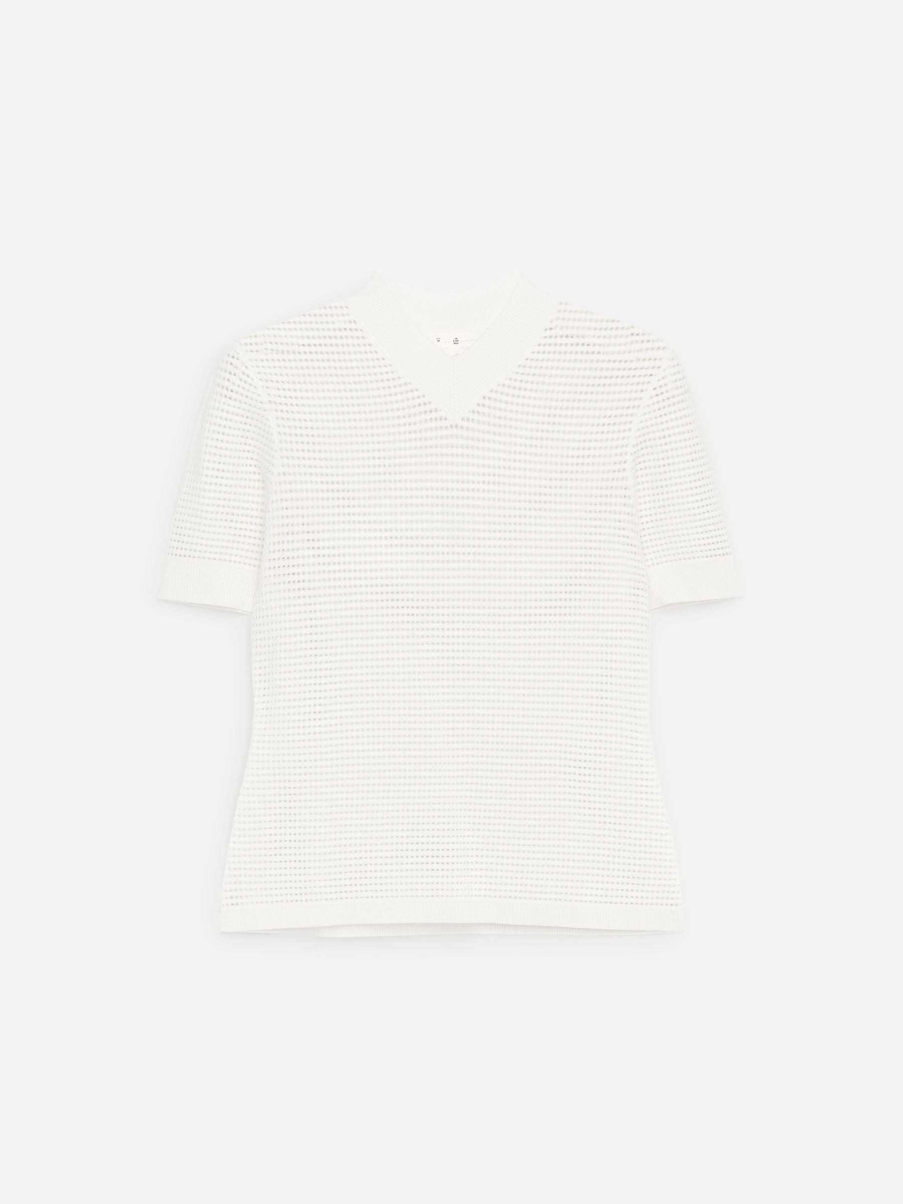 Top con scollo a V e lavorazione pointelle-#FFFFFF-18630