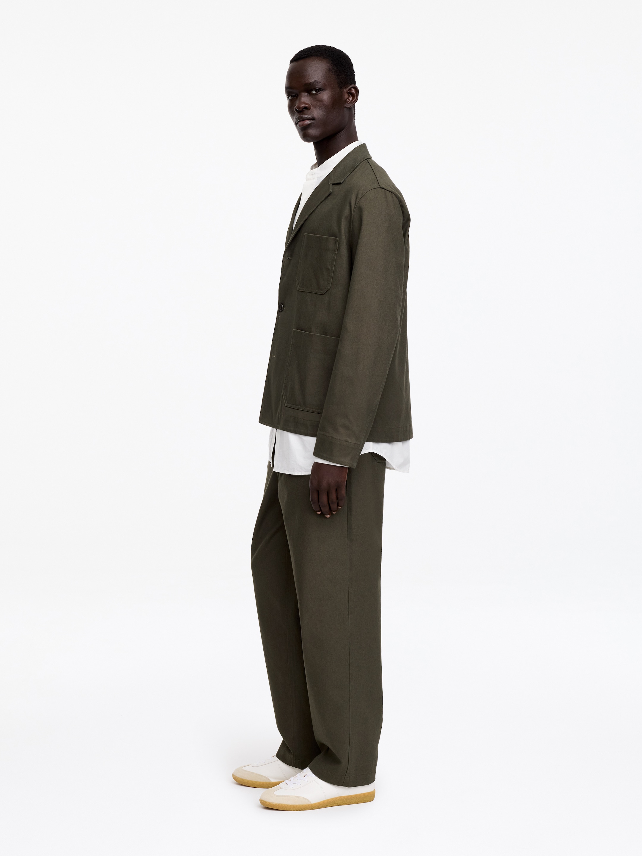 Blazer relajado de algodón y lino - Verde caqui - Corte relajado - Men - StillMedia/Lookbook - 4