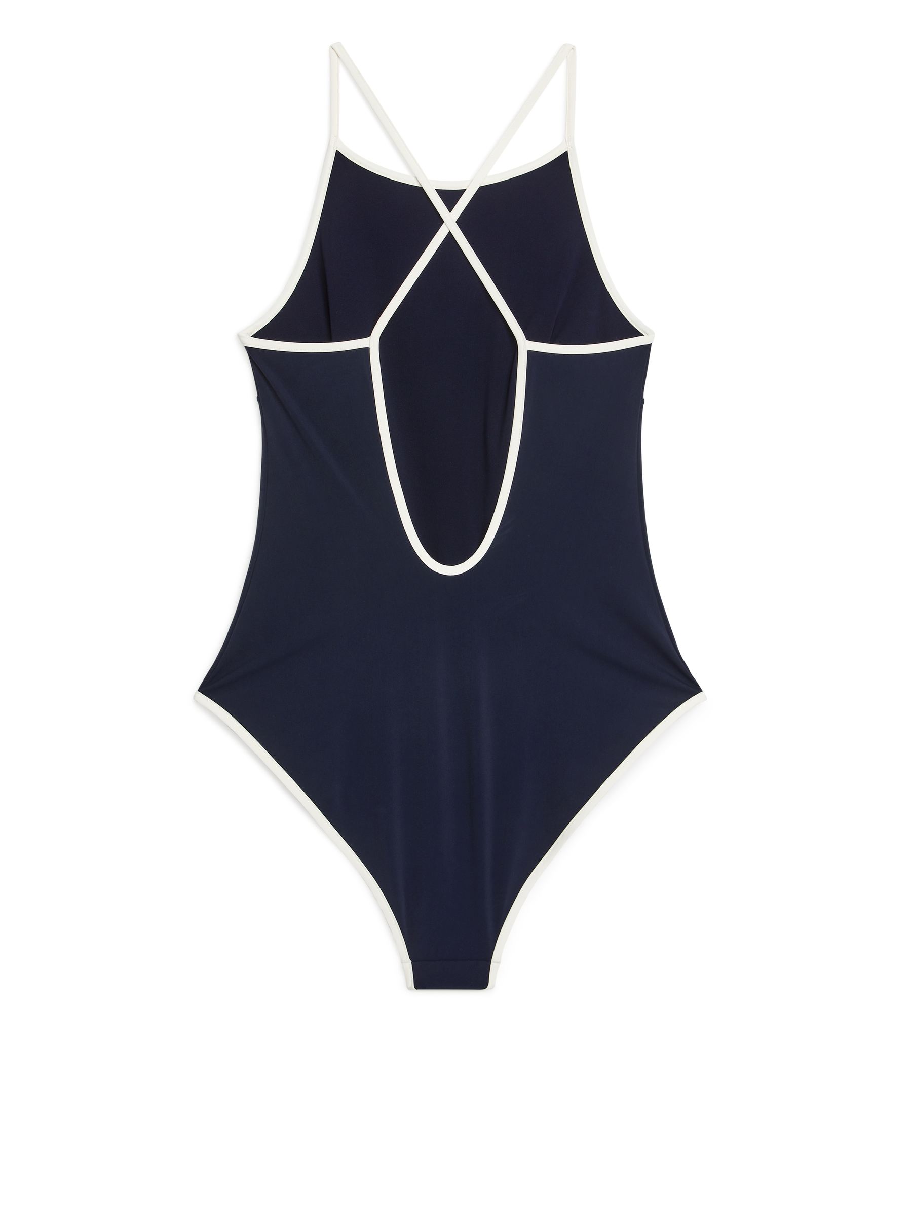 Contrast Binding Swimsuit - Dark Bue/White - Women - StillMedia/DescriptiveStillLife - 1