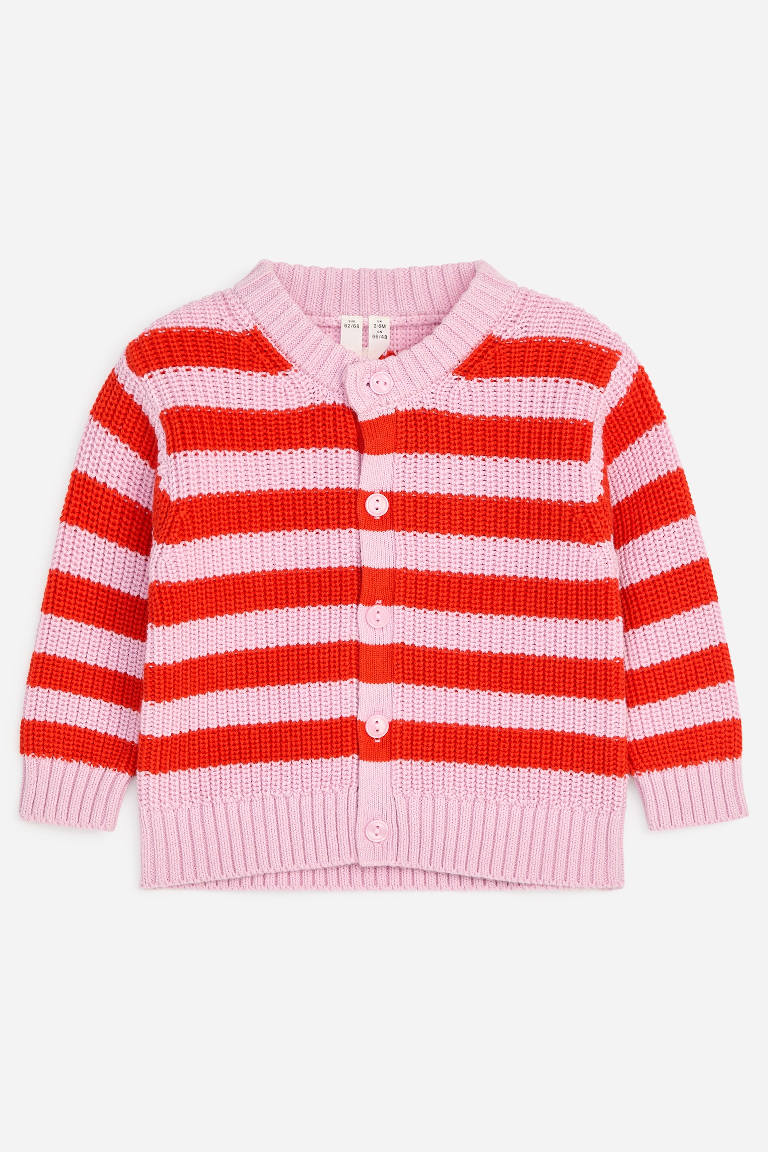 Cotton Cardigan - Pink/Red/Off White/Orange/Pink - 1