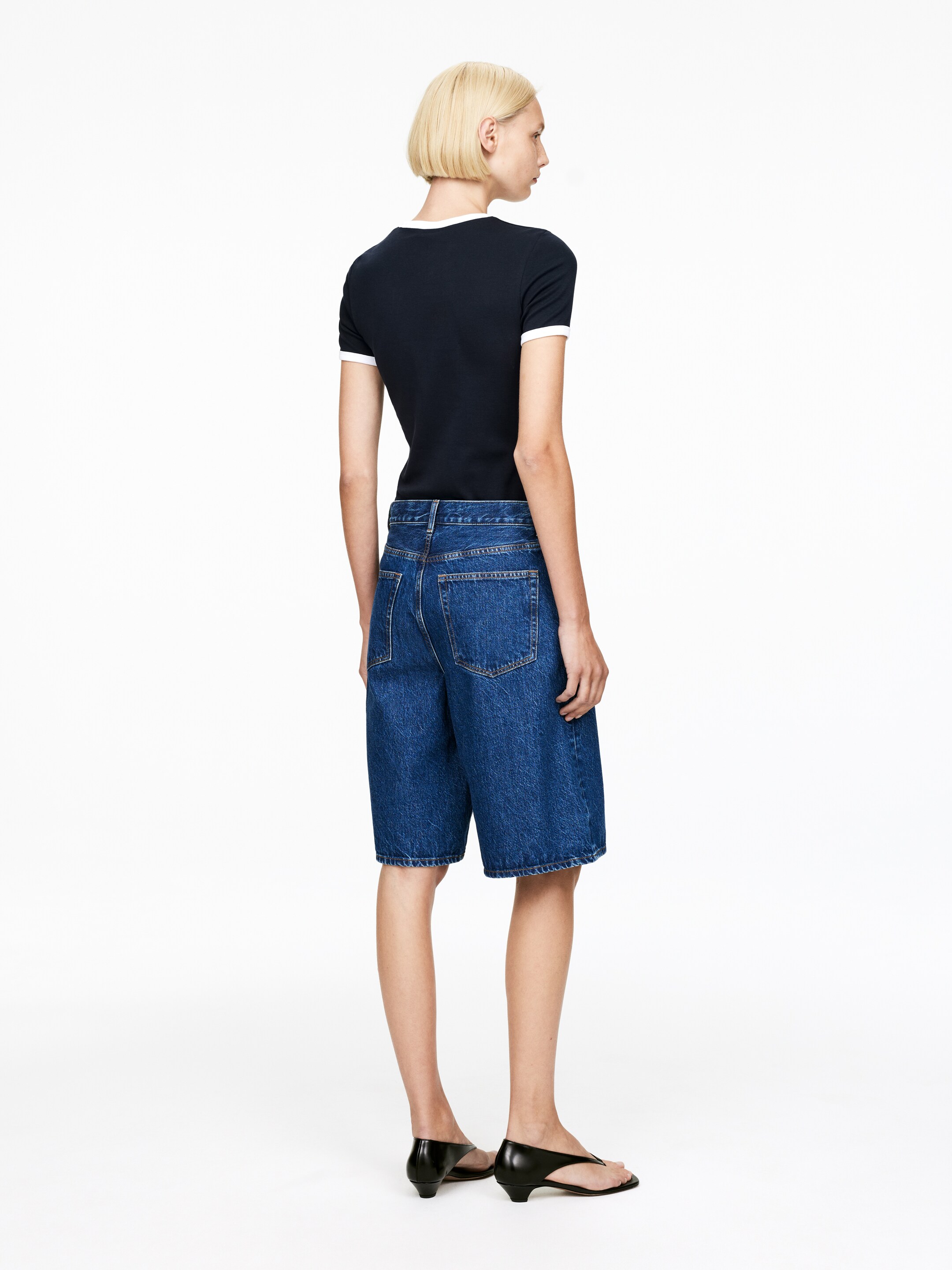 View larger image: Ribbed T-Shirt - Dark Blue/White - Ladies | H&M GB 2