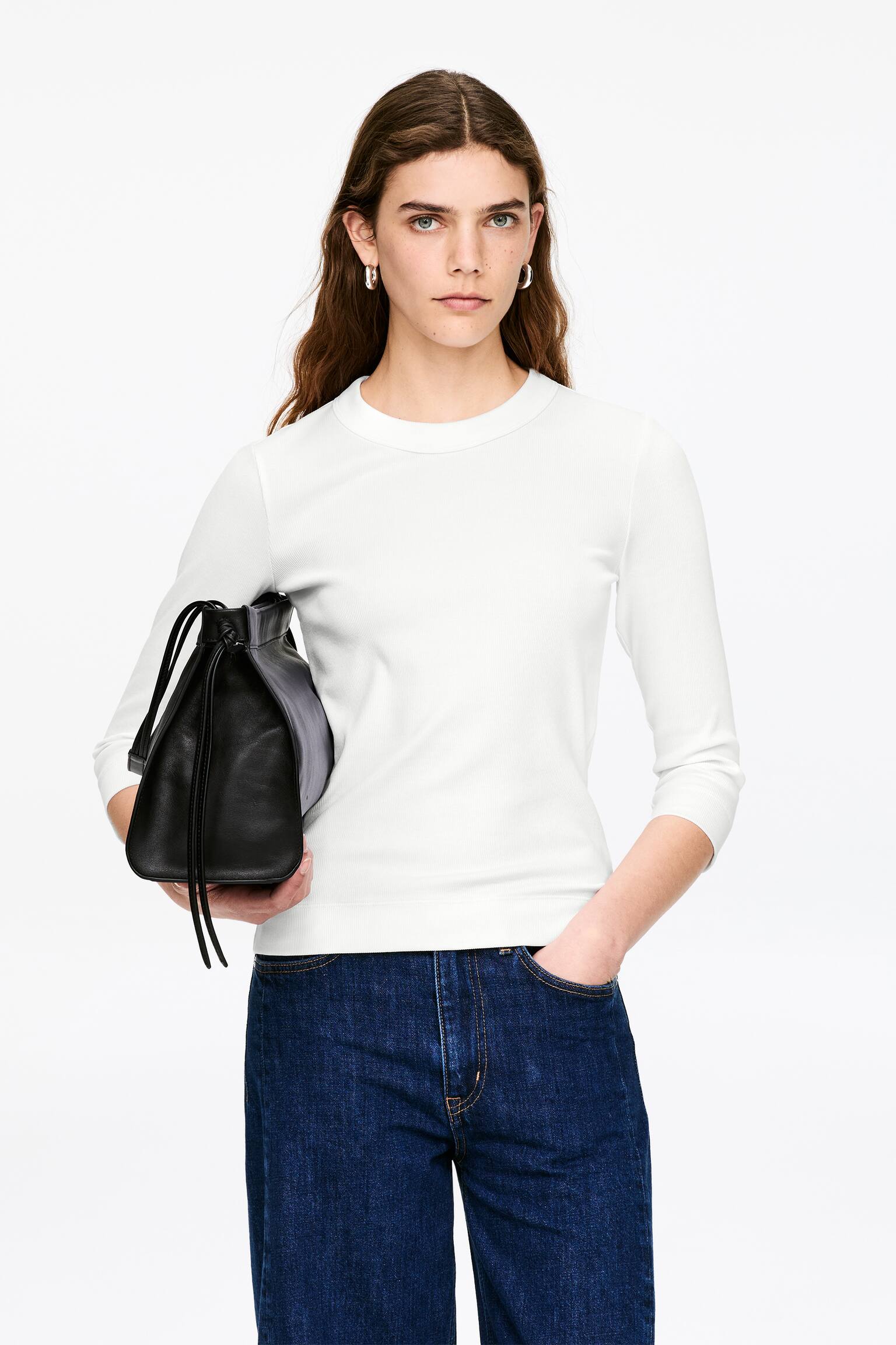 Top côtelé - Blanc/Noir/Rouge/Noir/Blanc - 1