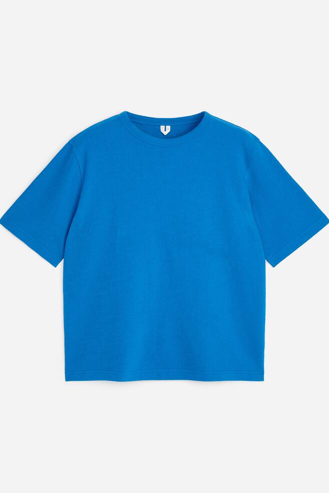 Relaxed Bouclé T-Shirt - Bright Blue/Beige/Off White - 1