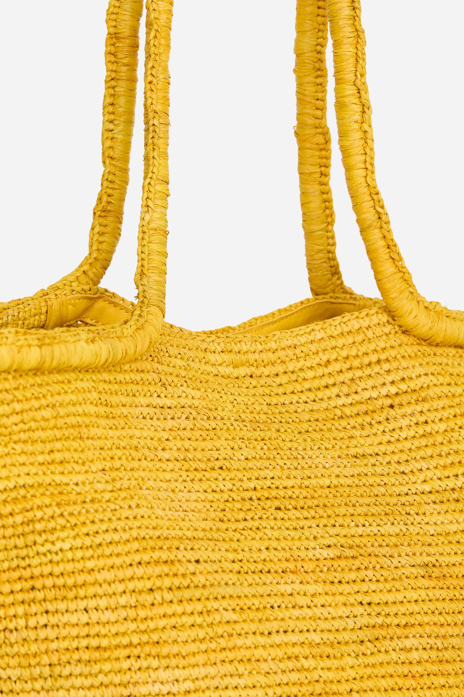 Τσάντα Tote Από Raffia-Κίτρινο - 6