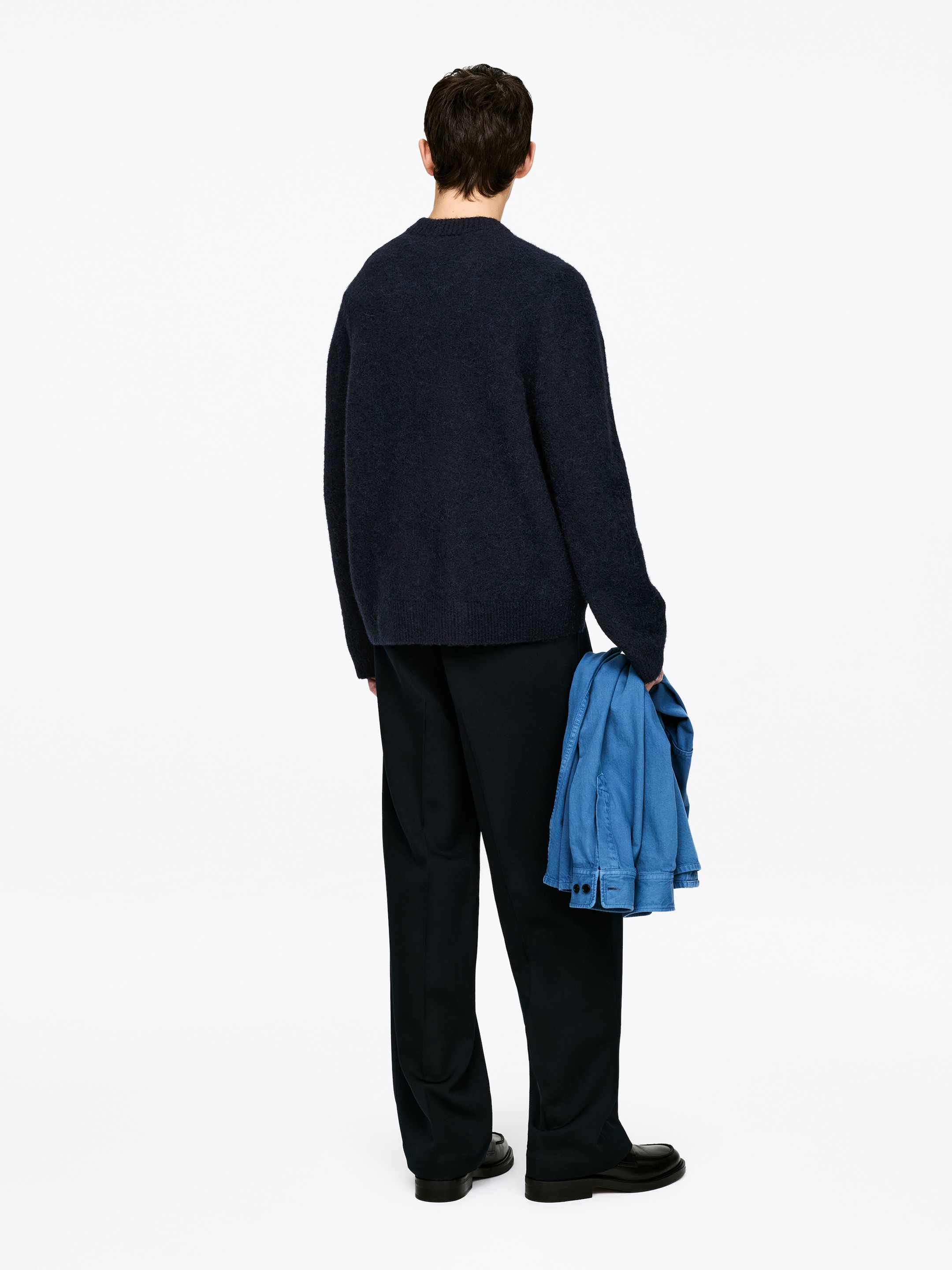 Relaxed Alpaca Wool Blend Jumper - Dark Blue - Relaxed fit - Men - StillMedia/Lookbook - 3