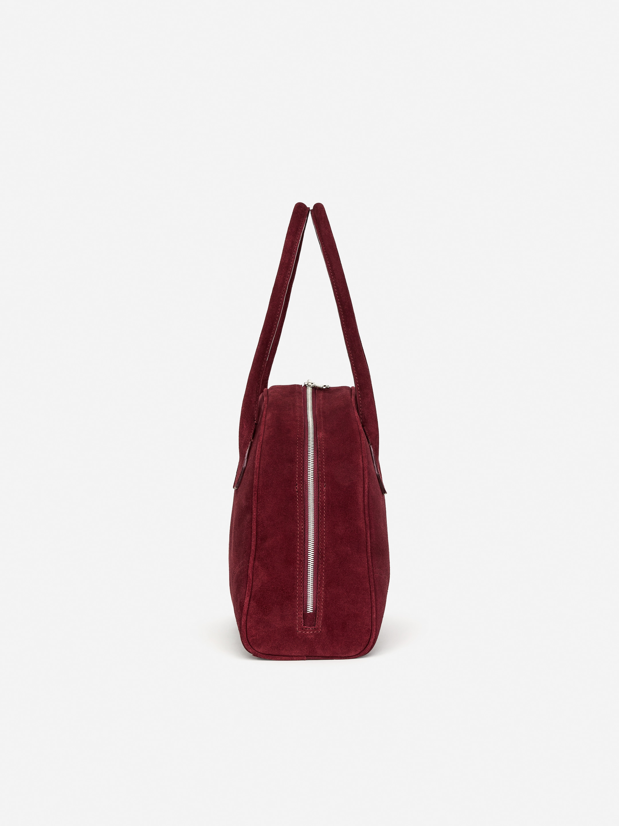 Sac de bowling en croûte de cuir suédé - Rouge foncé - Femme - StillMedia/DescriptiveStillLife - 5