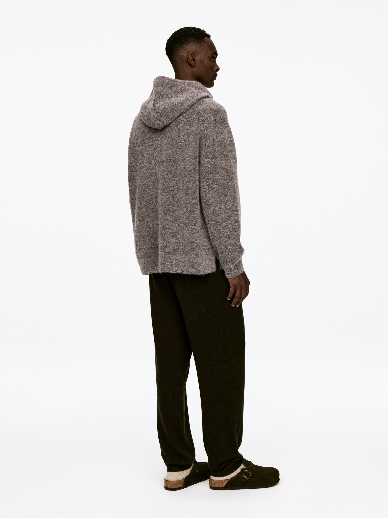 Sweat à capuche en mélange de laine et d'alpaga - Taupe - 4