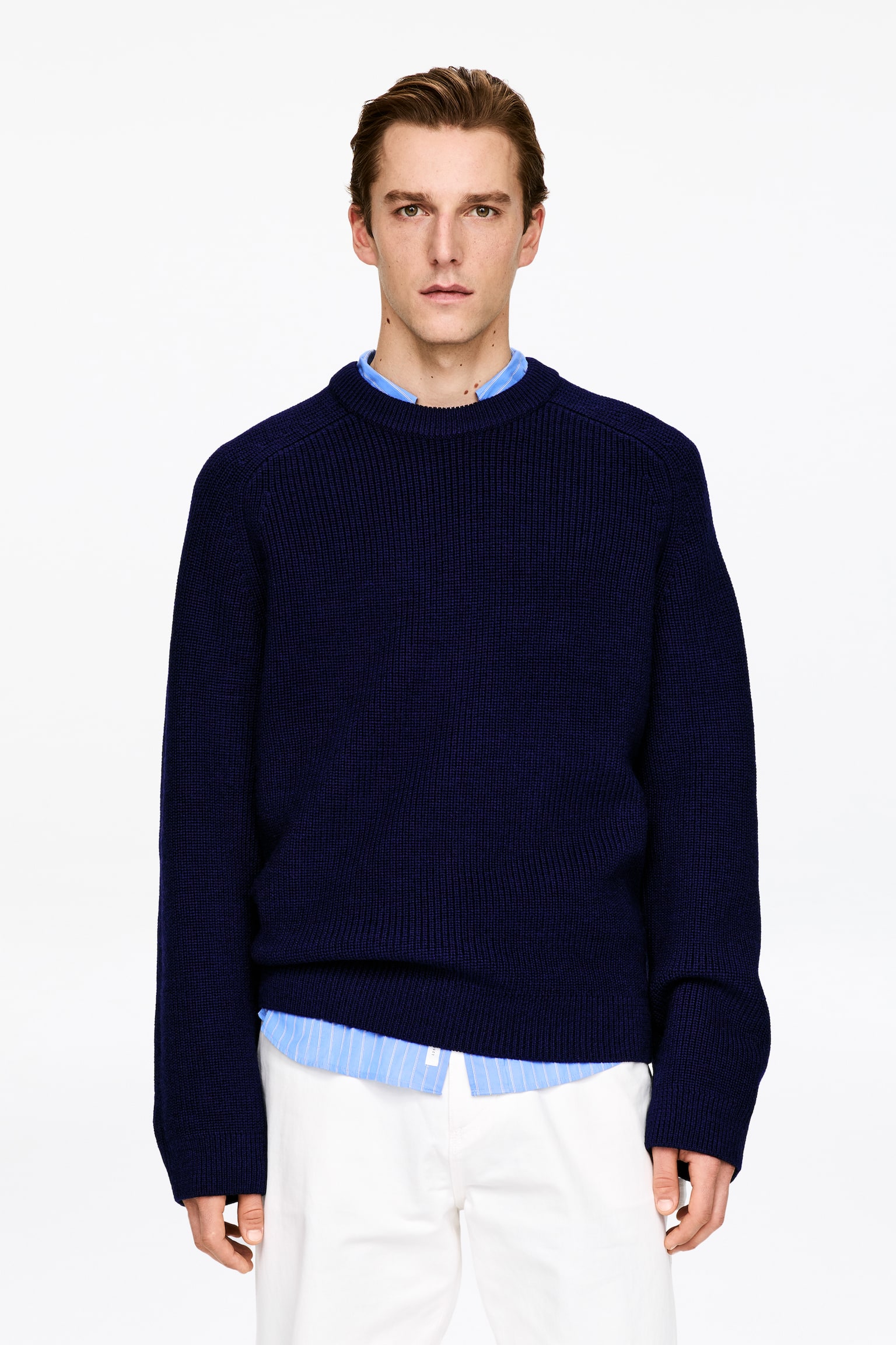 Jersey de lana relaxed fit - Azul oscuro - 1