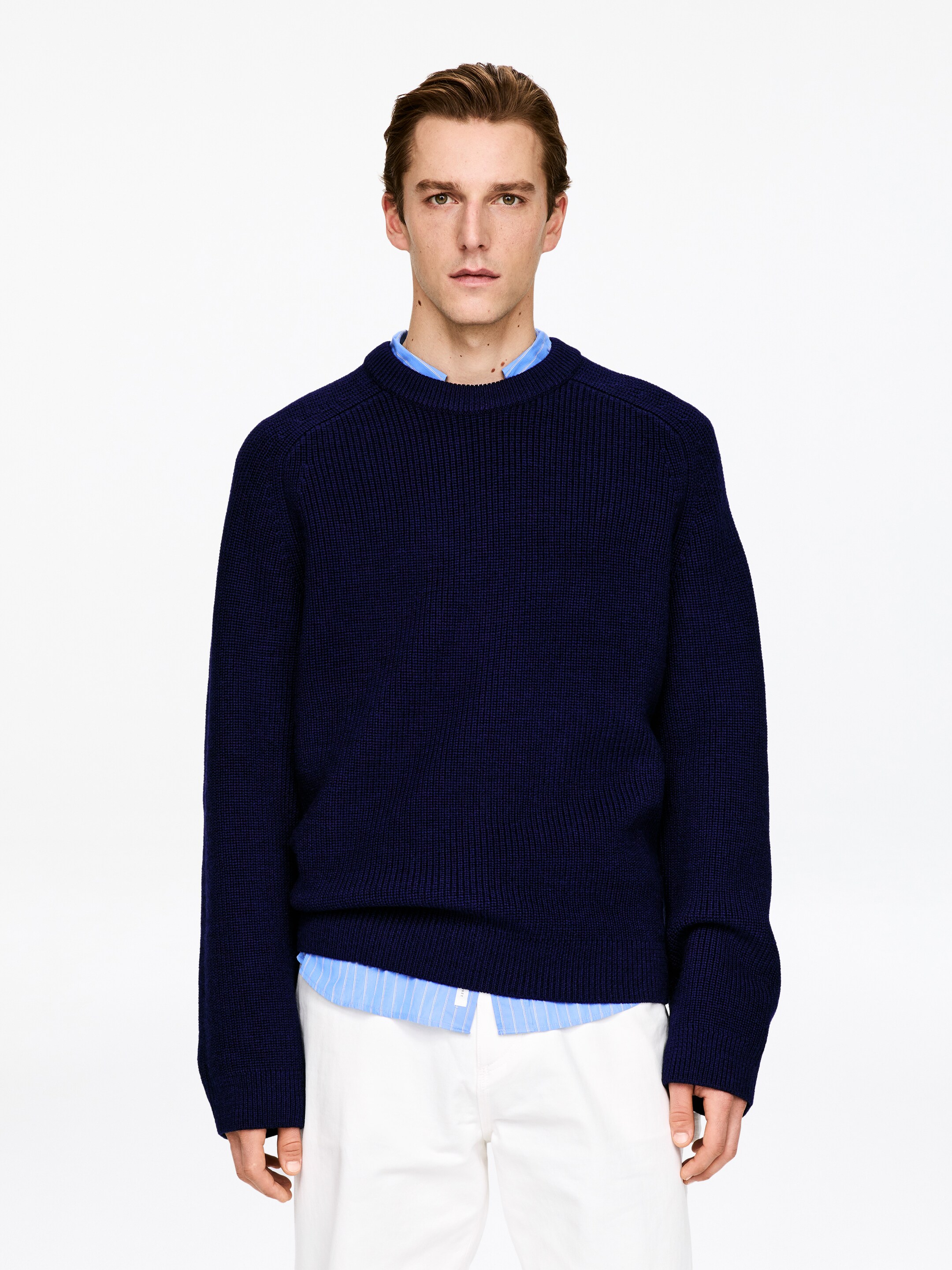 Größeres Bild ansehen: Lockerer Wollpullover - Dunkelblau - Men | H&M DE 1