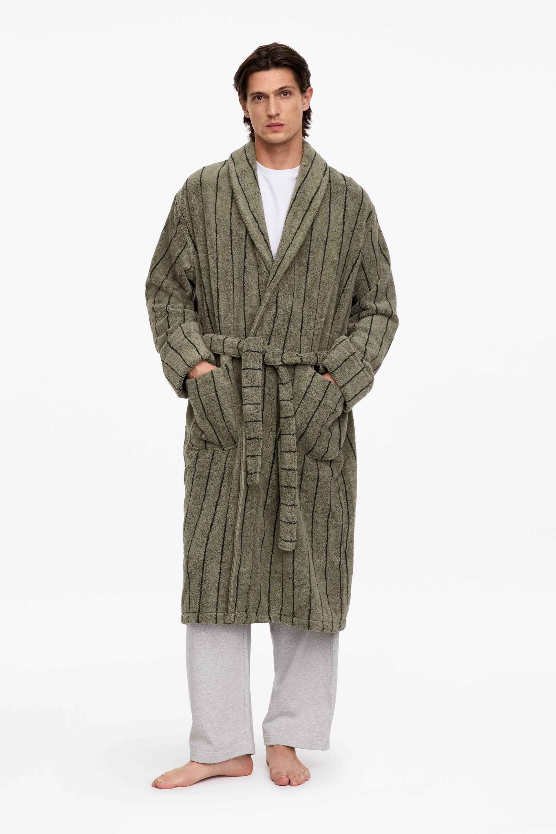 Agrandir l'image: Peignoir unisexe en coton éponge - Vert kaki - Home All | H&M FR 1