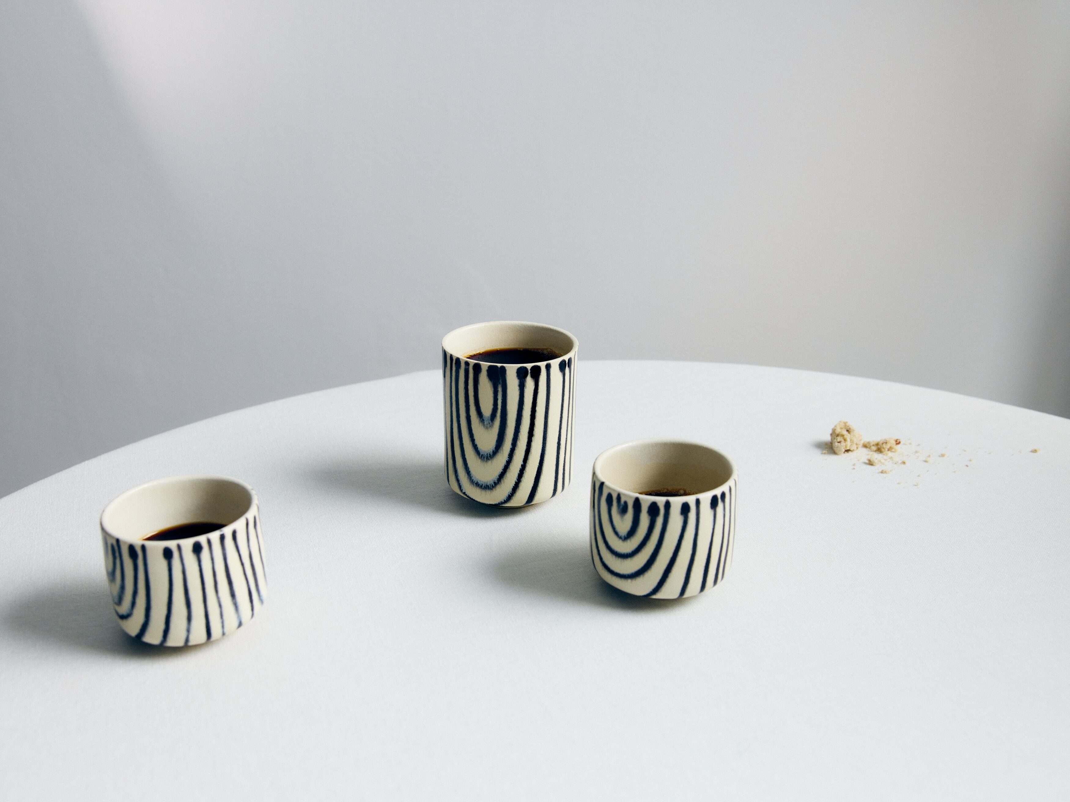 Stoneware Cups Set of 2 - White/Black/Pink/Off White/Off White/Blue Drip/Blue Dots/White/Dark Blue/Off White/Light Blue Dip/Off White/Red/Off White/Green Dip
