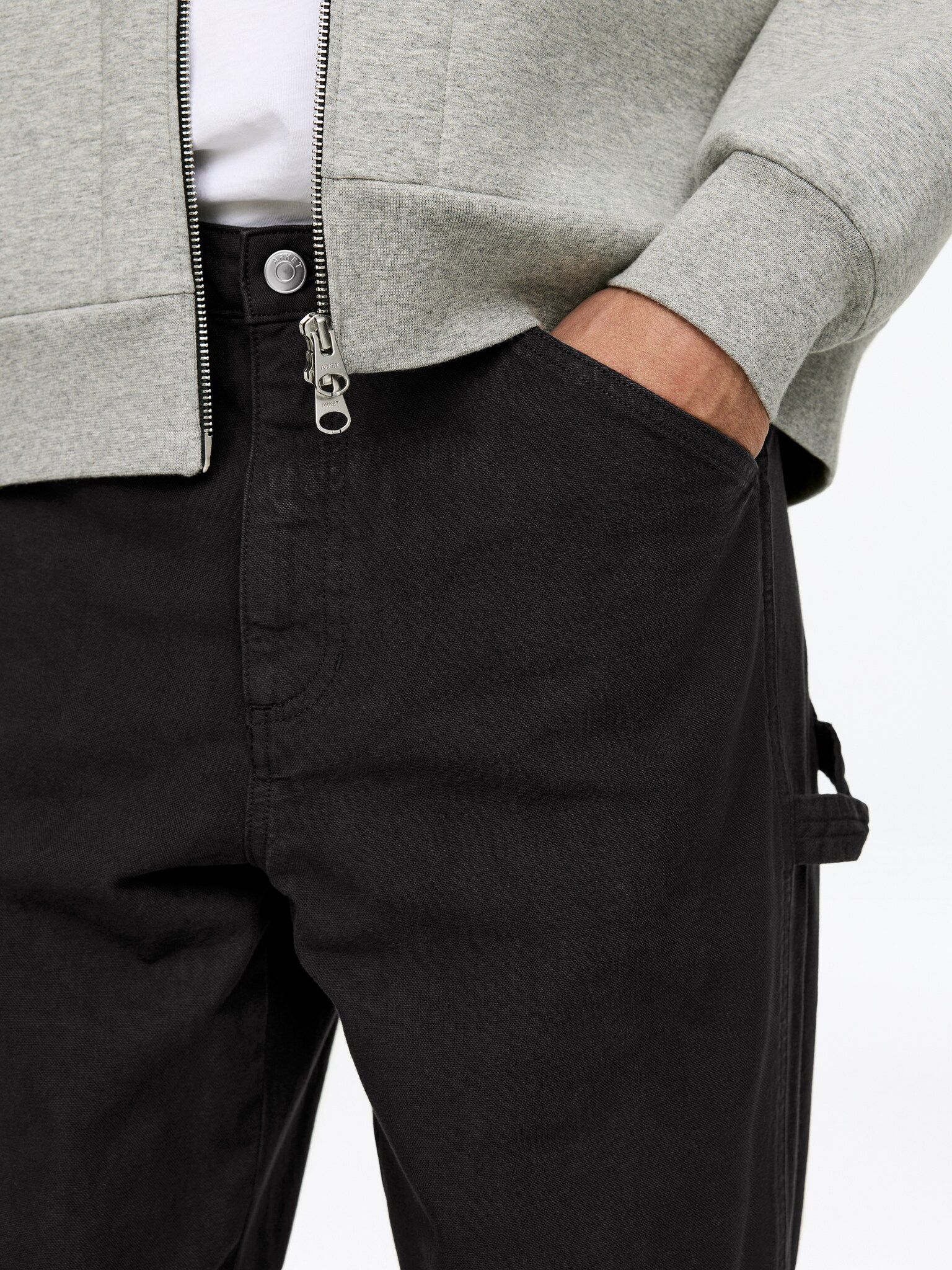 Pantalon de bureau coupe ample - Noir délavé/Marron/Blanc cassé - 6