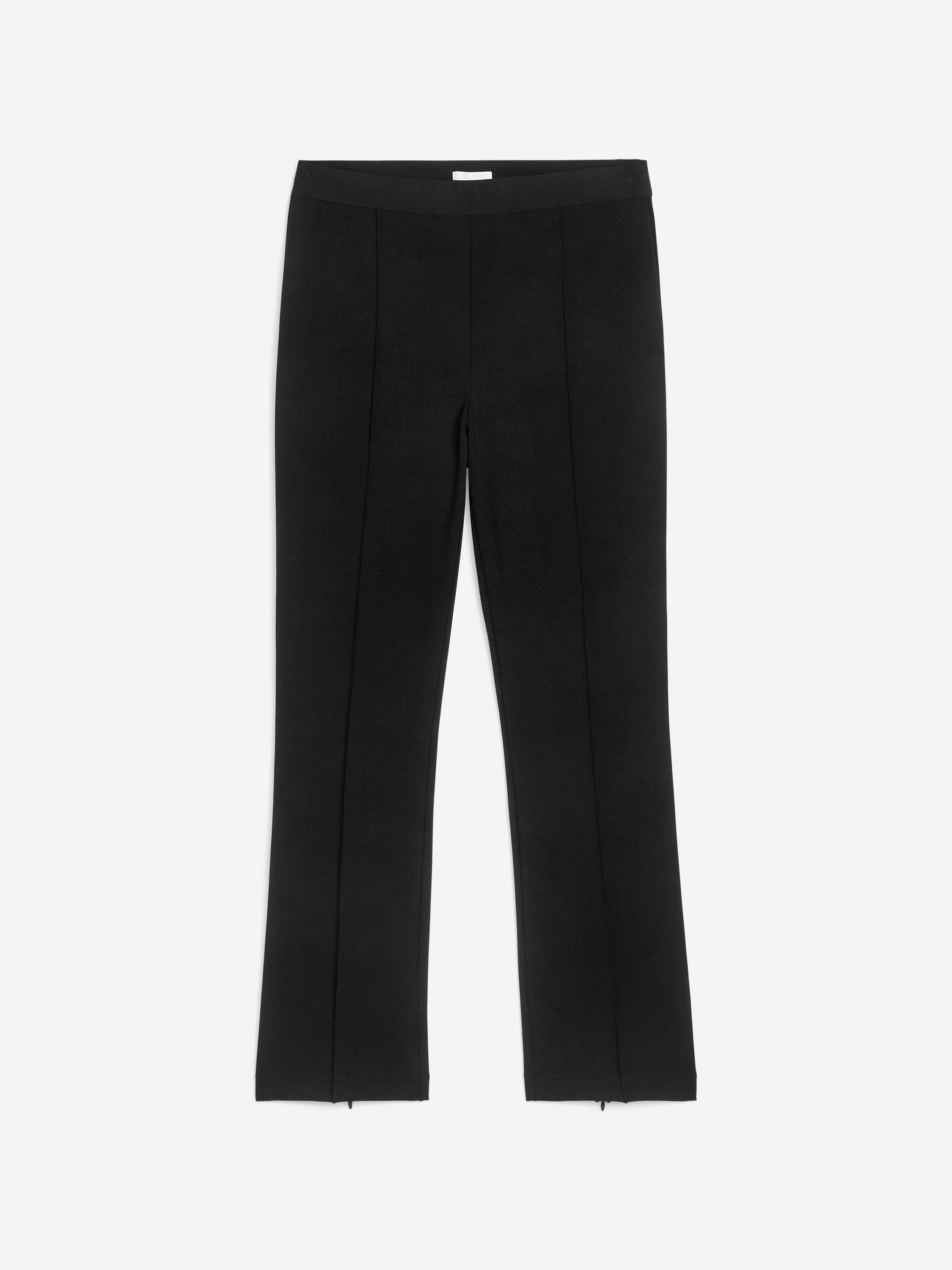 Stretch Zip-Detail Trousers-Black-12424
