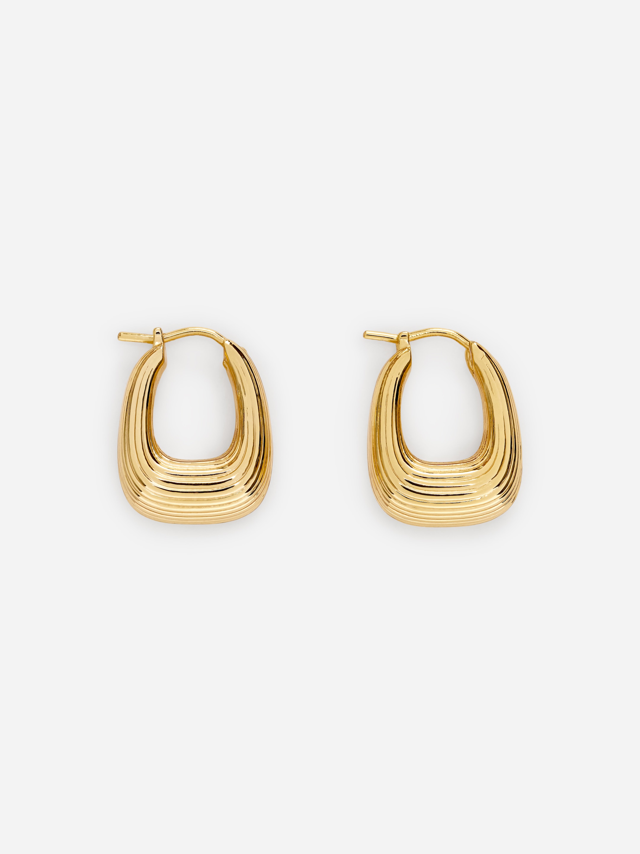 Gold Pleated Hoop Earrings-#F1EAB9-19032
