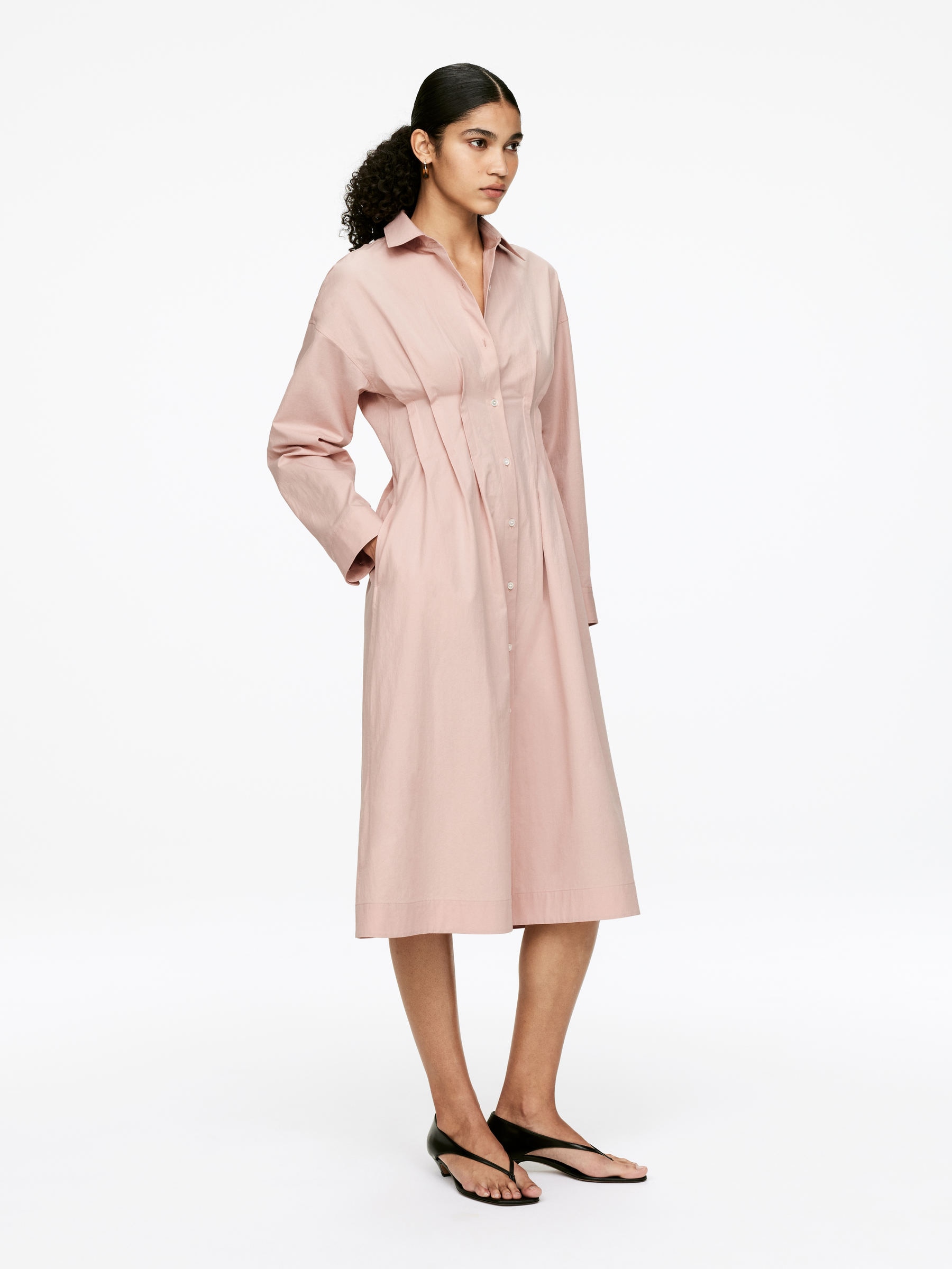 Pleated Shirt Dress - Dusty Blush - Regular fit - Women - StillMedia/Lookbook - 3