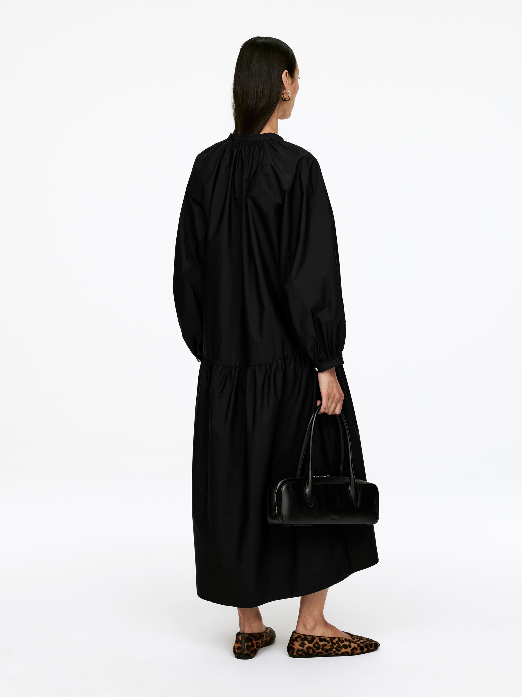 Cotton Midi Dress - Black - Loose fit - Women - StillMedia/Lookbook - 5