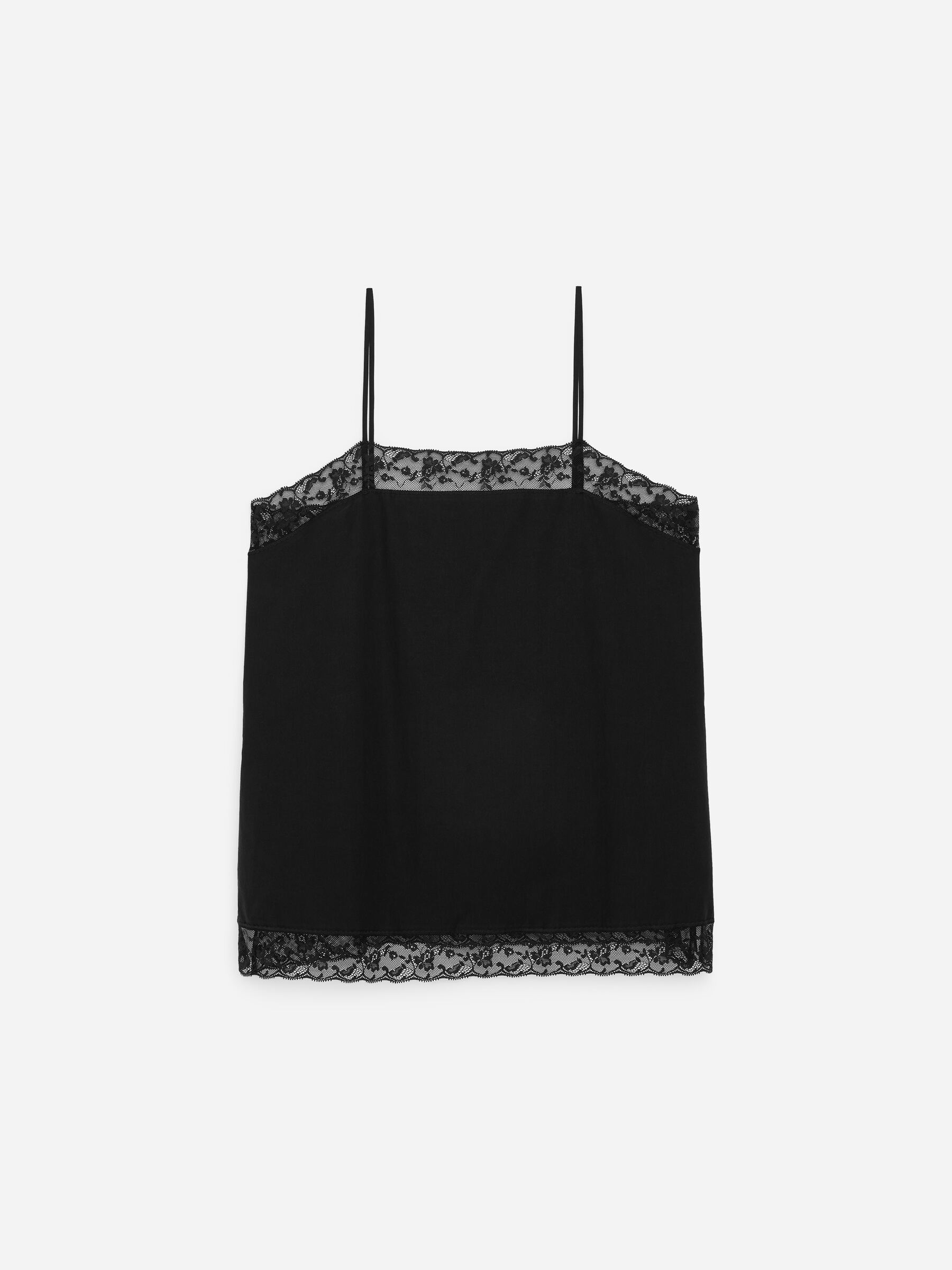 Haut à bretelles en coton avec bordure en dentelle - Noir - Regular fit - Femme - StillMedia/DescriptiveStillLife - 1