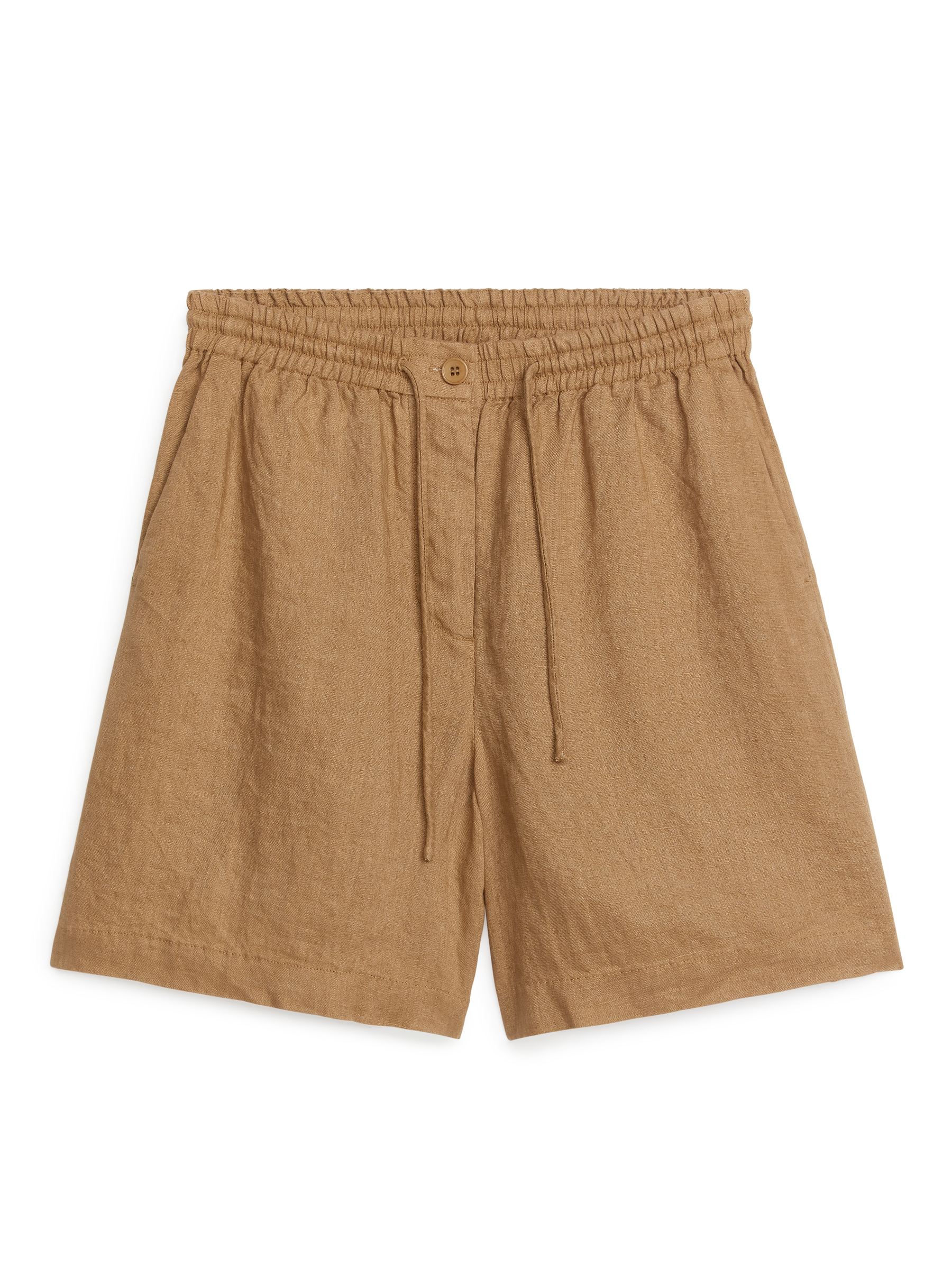 Leinenshorts mit Schnürung - Dunkelbeige - Loose Fit - Damen - StillMedia/DescriptiveStillLife - 1