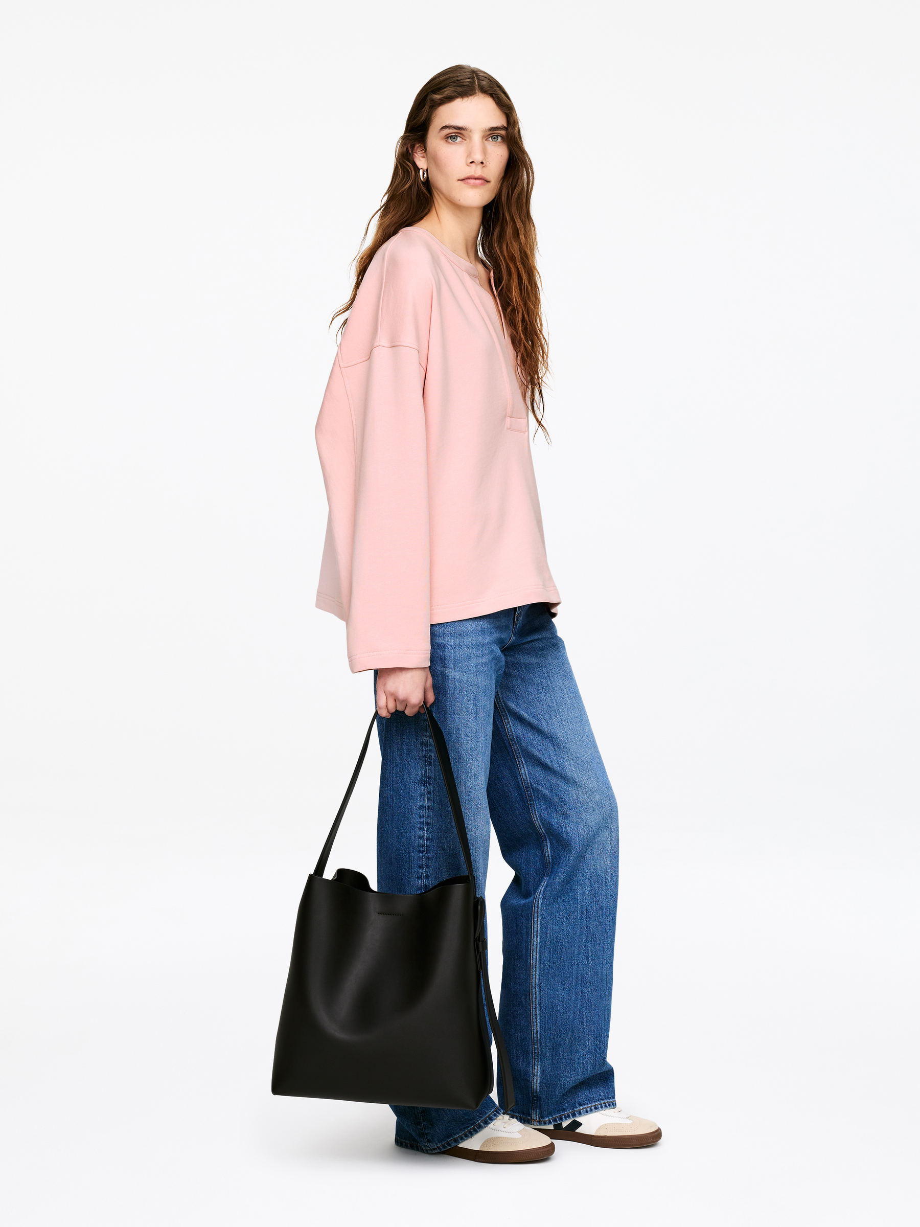 Open-Placket Sweatshirt - Pink - Relaxed fit - Women - StillMedia/Lookbook - 4