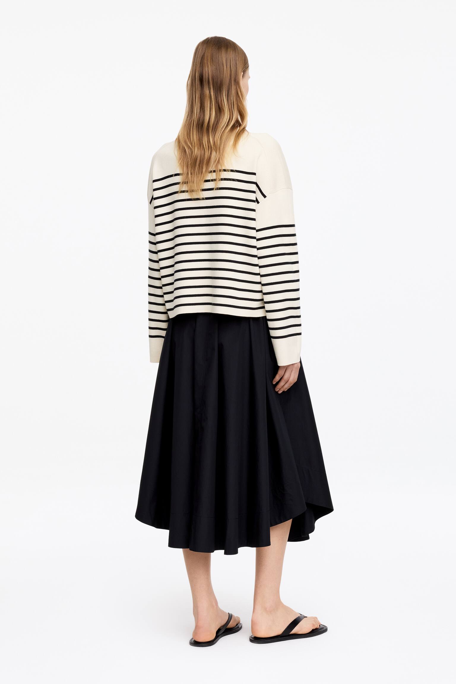 Baumwollpullover -Weiß/Dunkelblau - 5