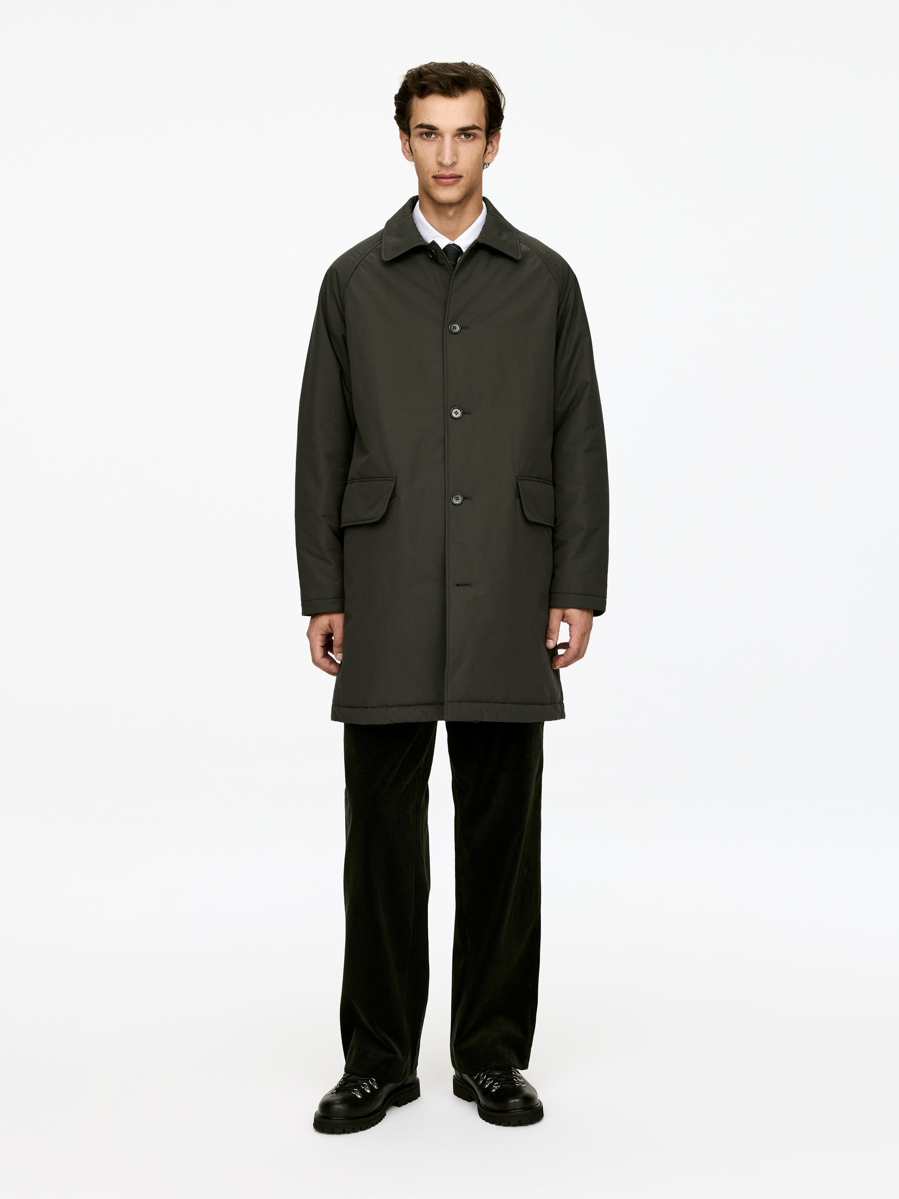 Light-Padded Car Coat - Dark Green - Loose fit - Men - StillMedia/Lookbook - 5