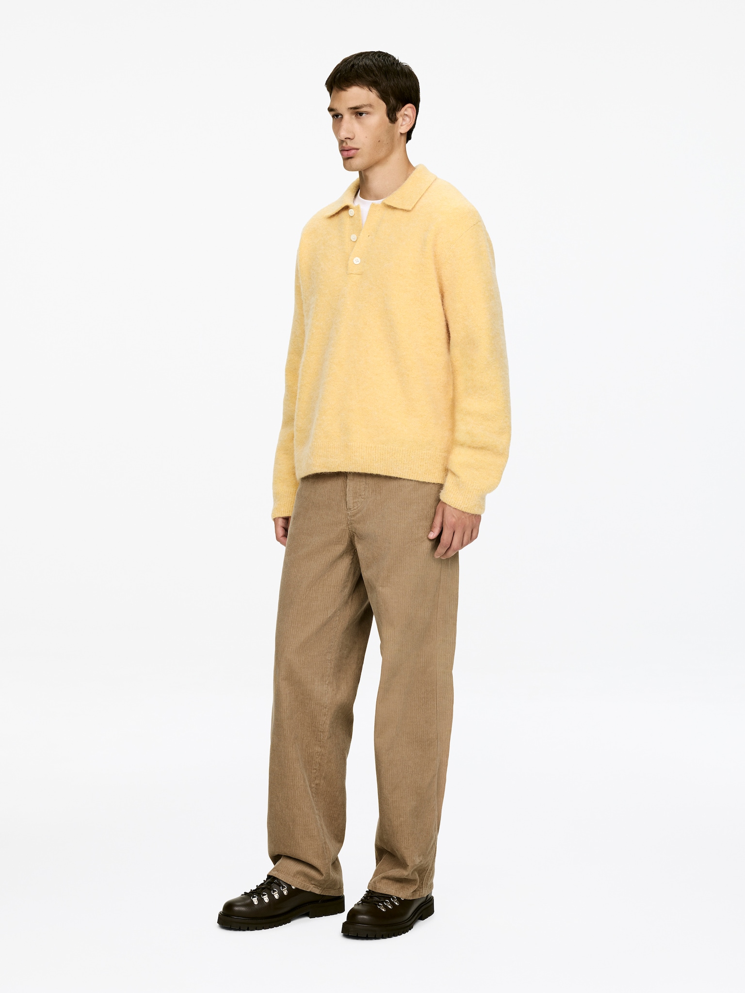 Pantalon décontracté en velours côtelé - Beige/Vert foncé/Bleu foncé - 3