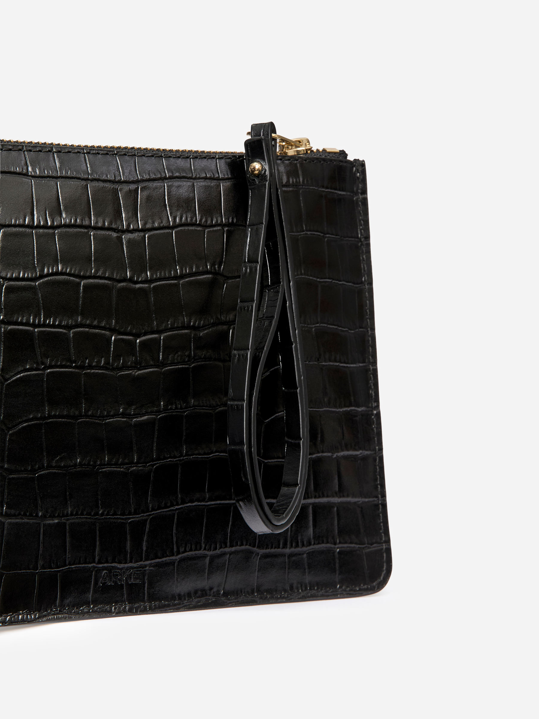 Croco-Effect Leather Pouch - Black - Women - StillMedia/DescriptiveDetail - 3