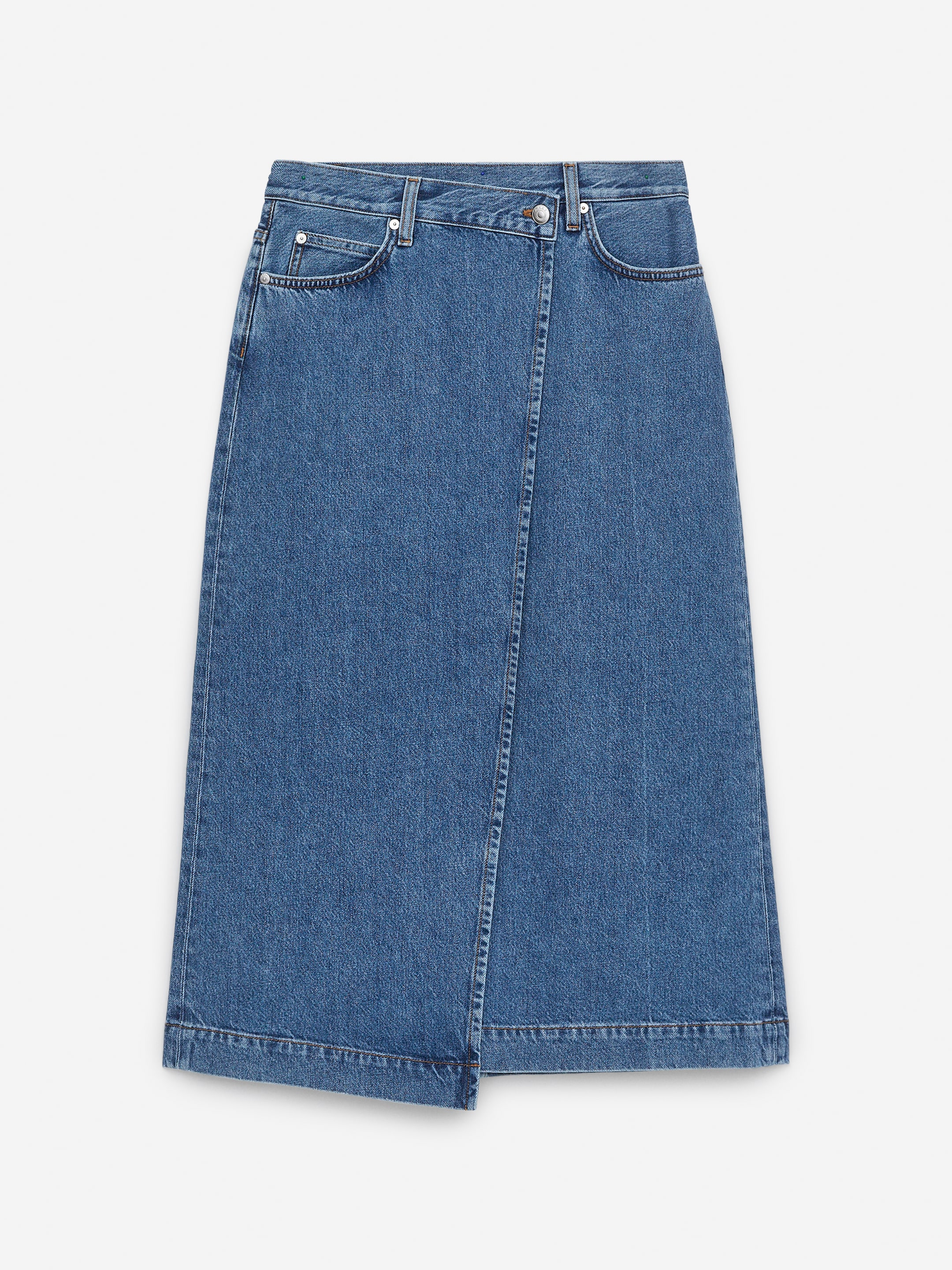 Zobrazit větší obrázek: Denimová zavinovací sukně - Modrá - ŽENY | H&M CZ 1