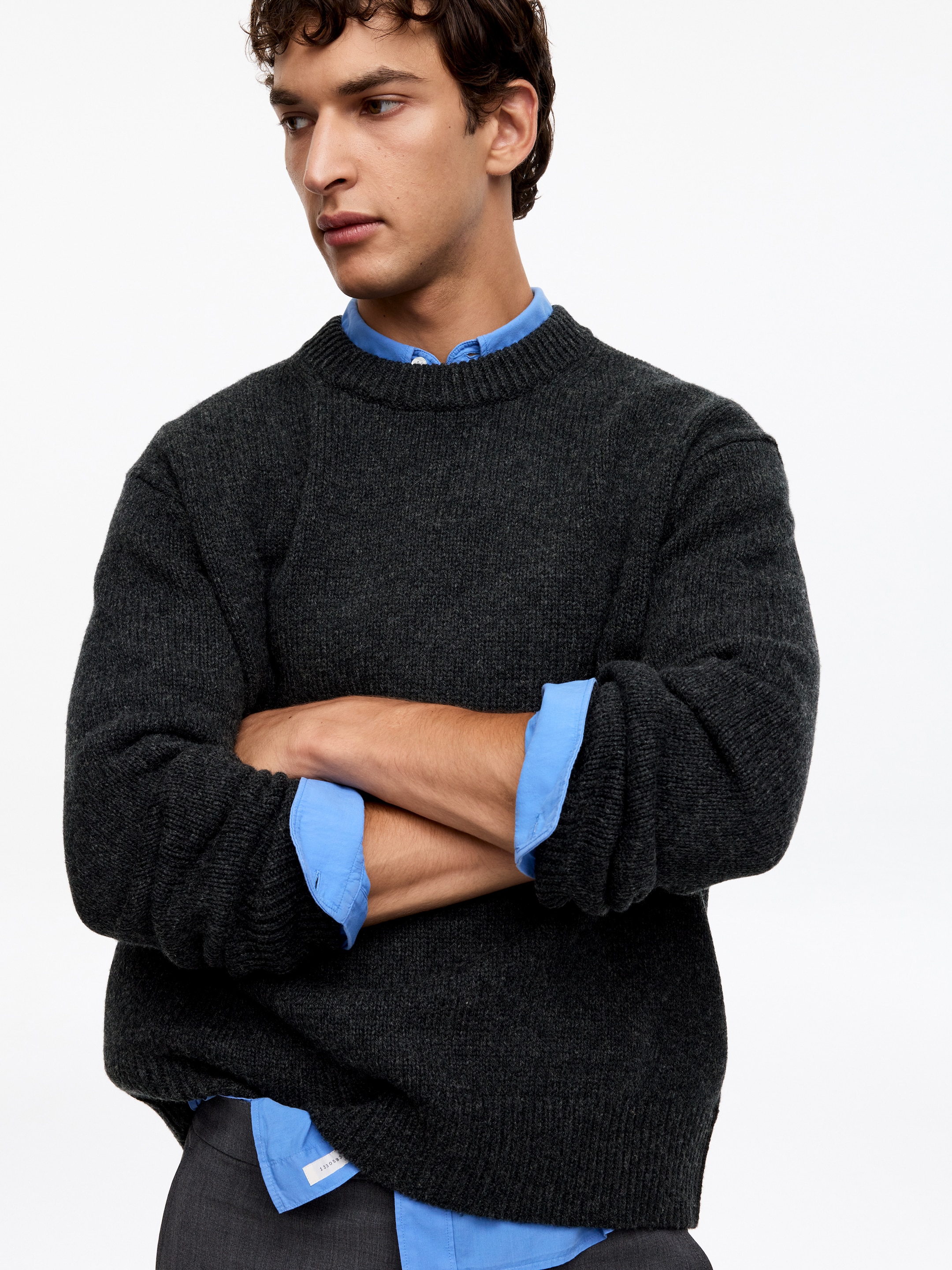 Jersey de lana de punto grueso - Carbón jaspeado - Corte relajado - Men - StillMedia/Lookbook - 7