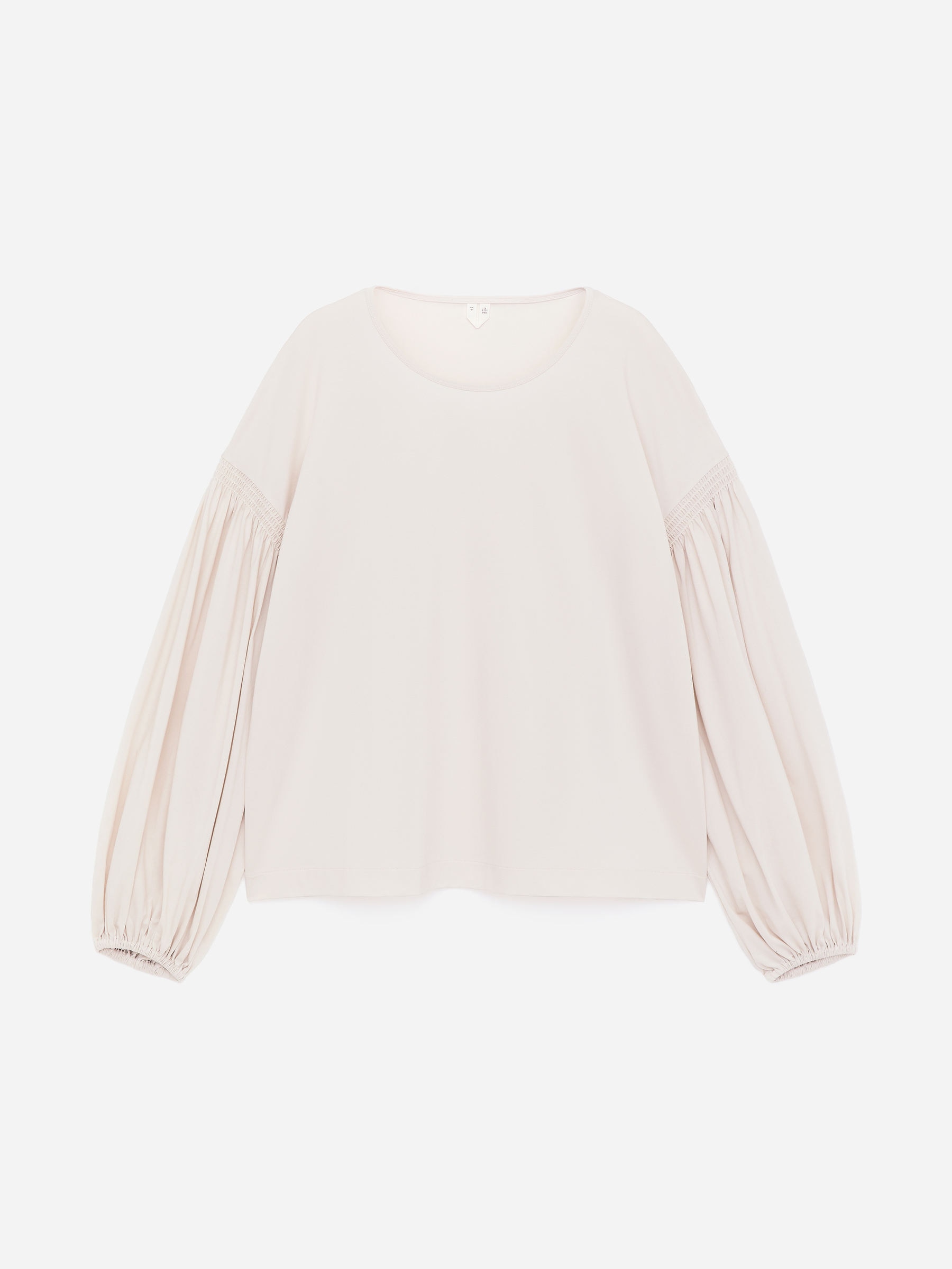 Balloon-Sleeve Cotton Blouse - Light Mole - Loose fit - Women - StillMedia/DescriptiveStillLife - 1