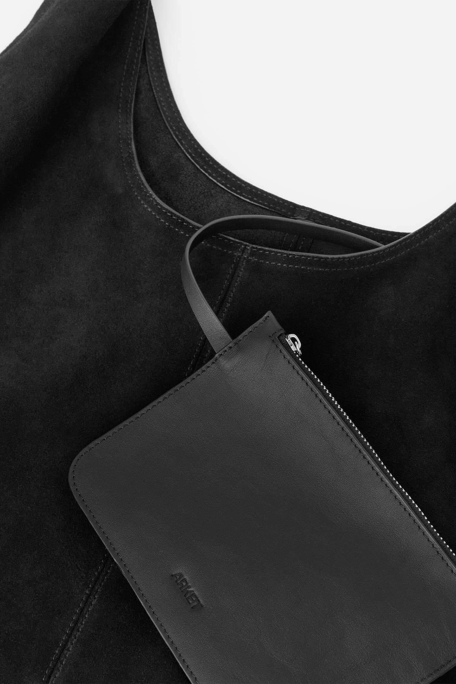 Soepele suède tas - Zwart - 4
