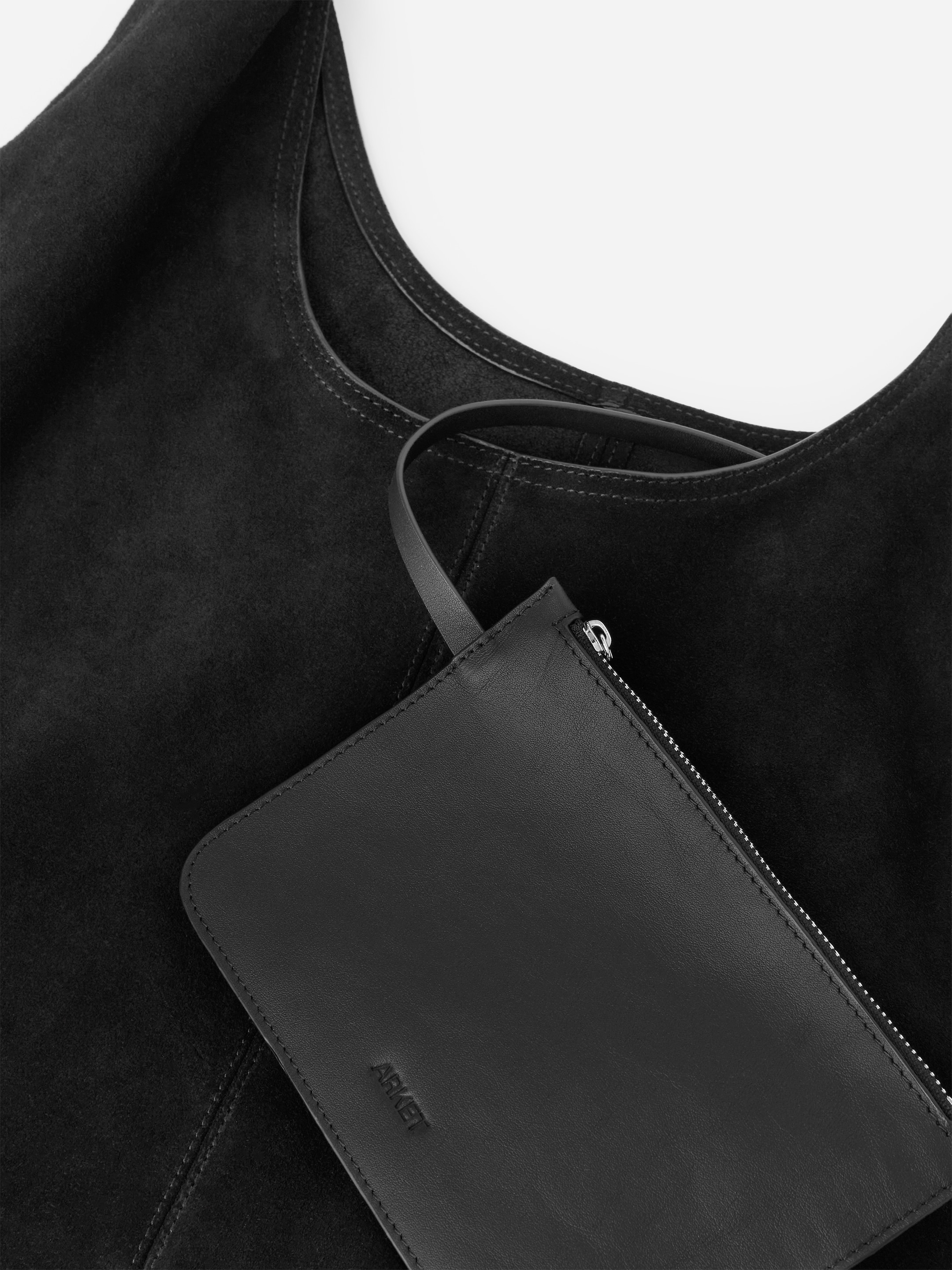 Miękka torba z dwoiny zamszowej - Czarny - Women - StillMedia/DescriptiveDetail - 1