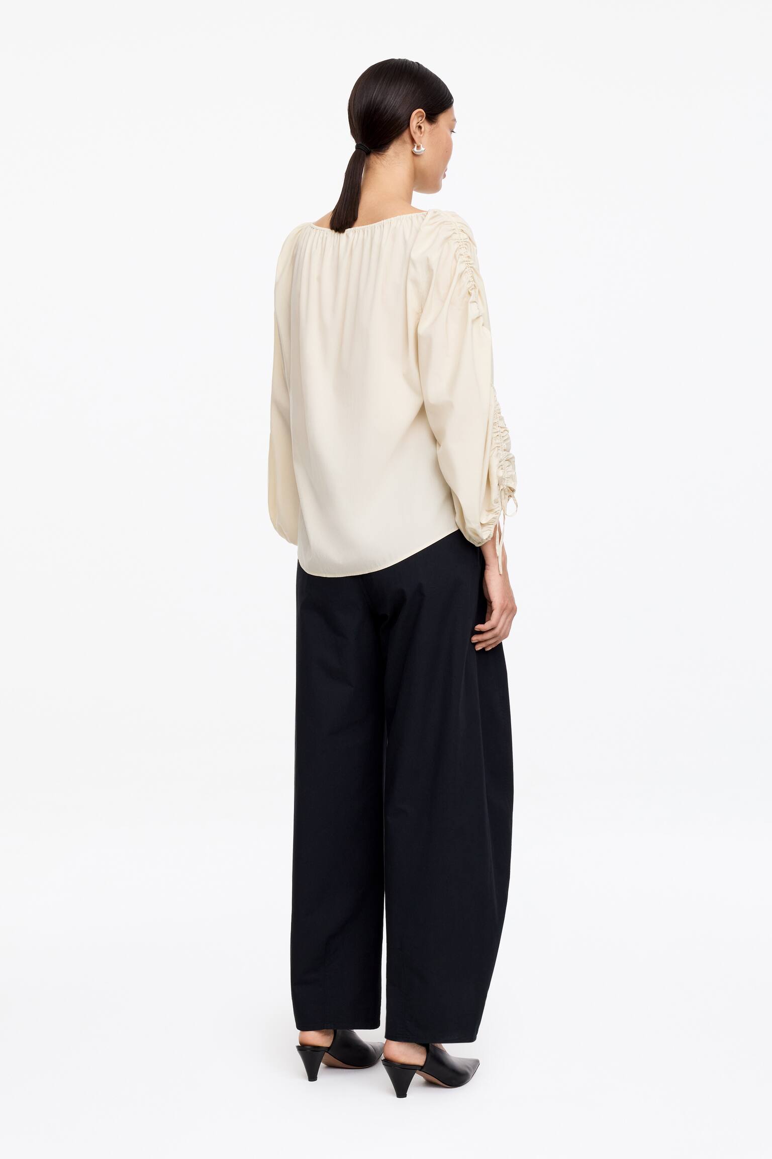 Rynkad blus - Beige/Brun - 4