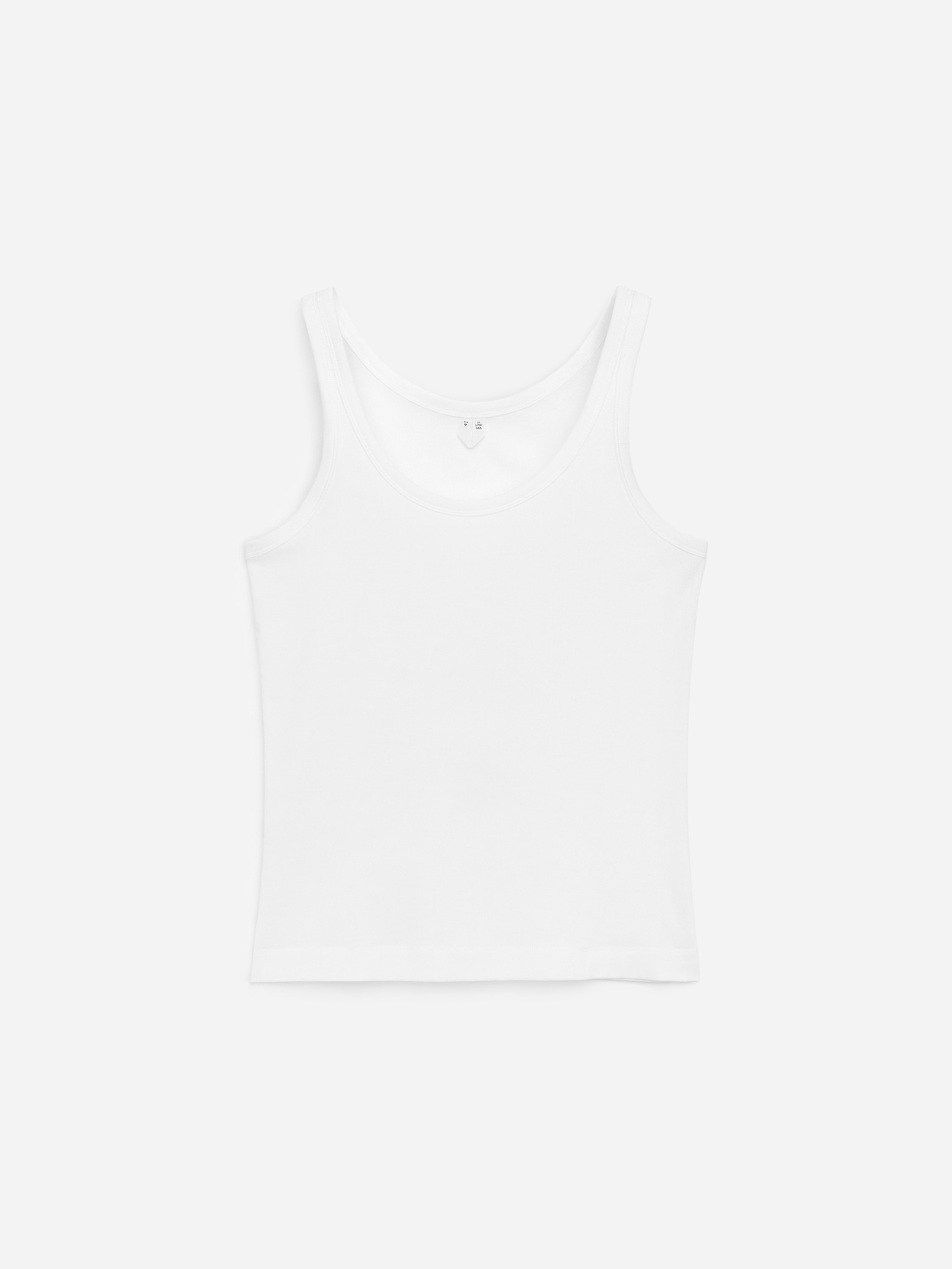 Tanktop met diepe, ronde hals - Wit/Zwart