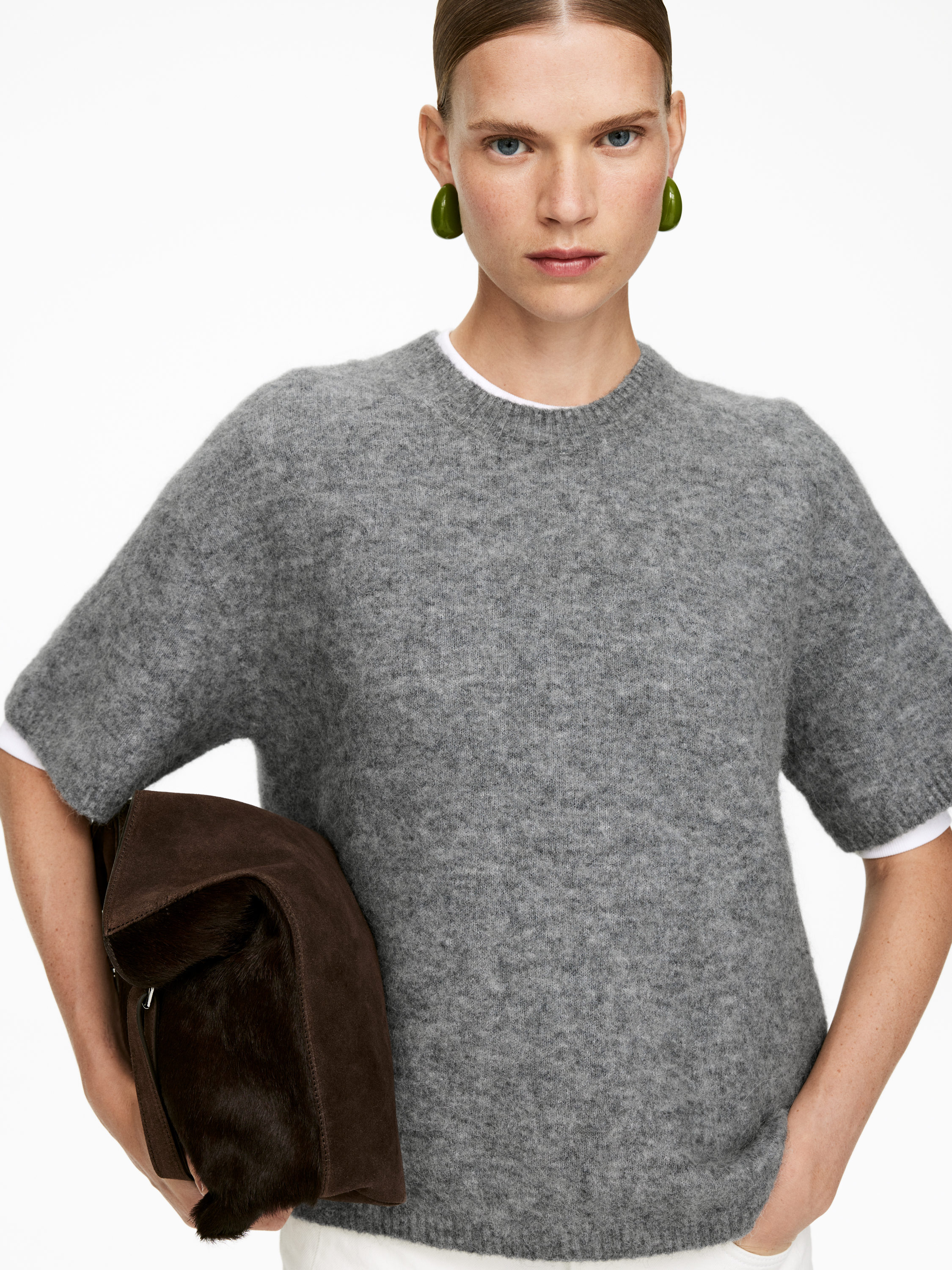 Alpaca-Wool Blend Jumper - Grey - Loose fit - Women - StillMedia/Lookbook - 4
