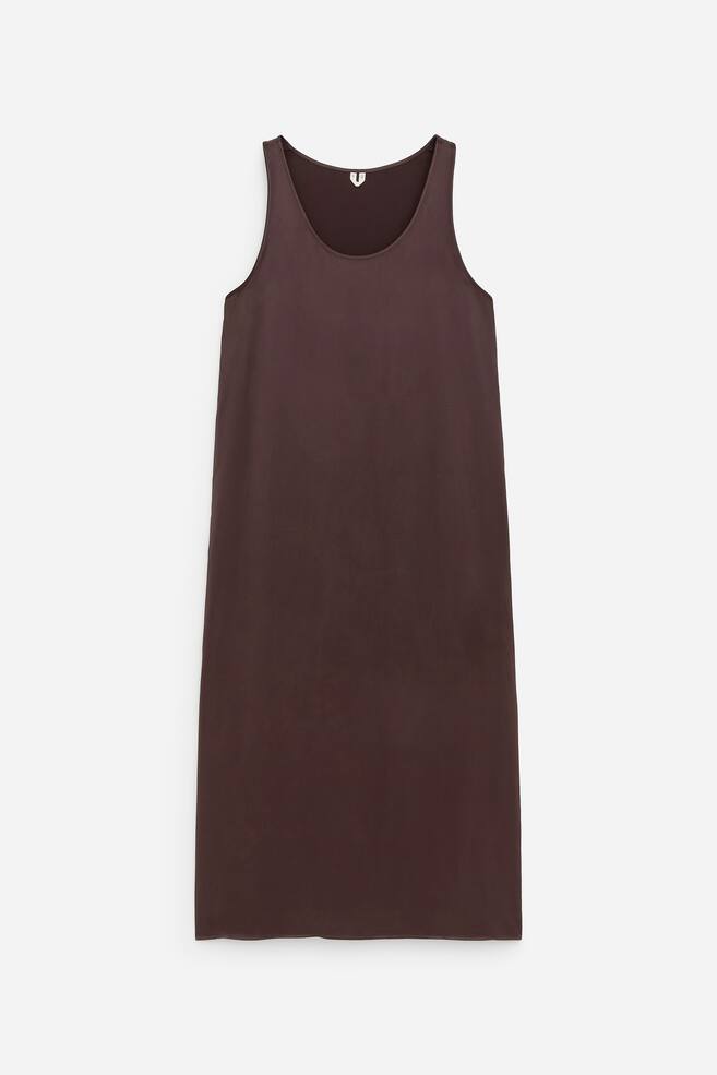 Robe en satin sans manches - Marron/Bleu - 1
