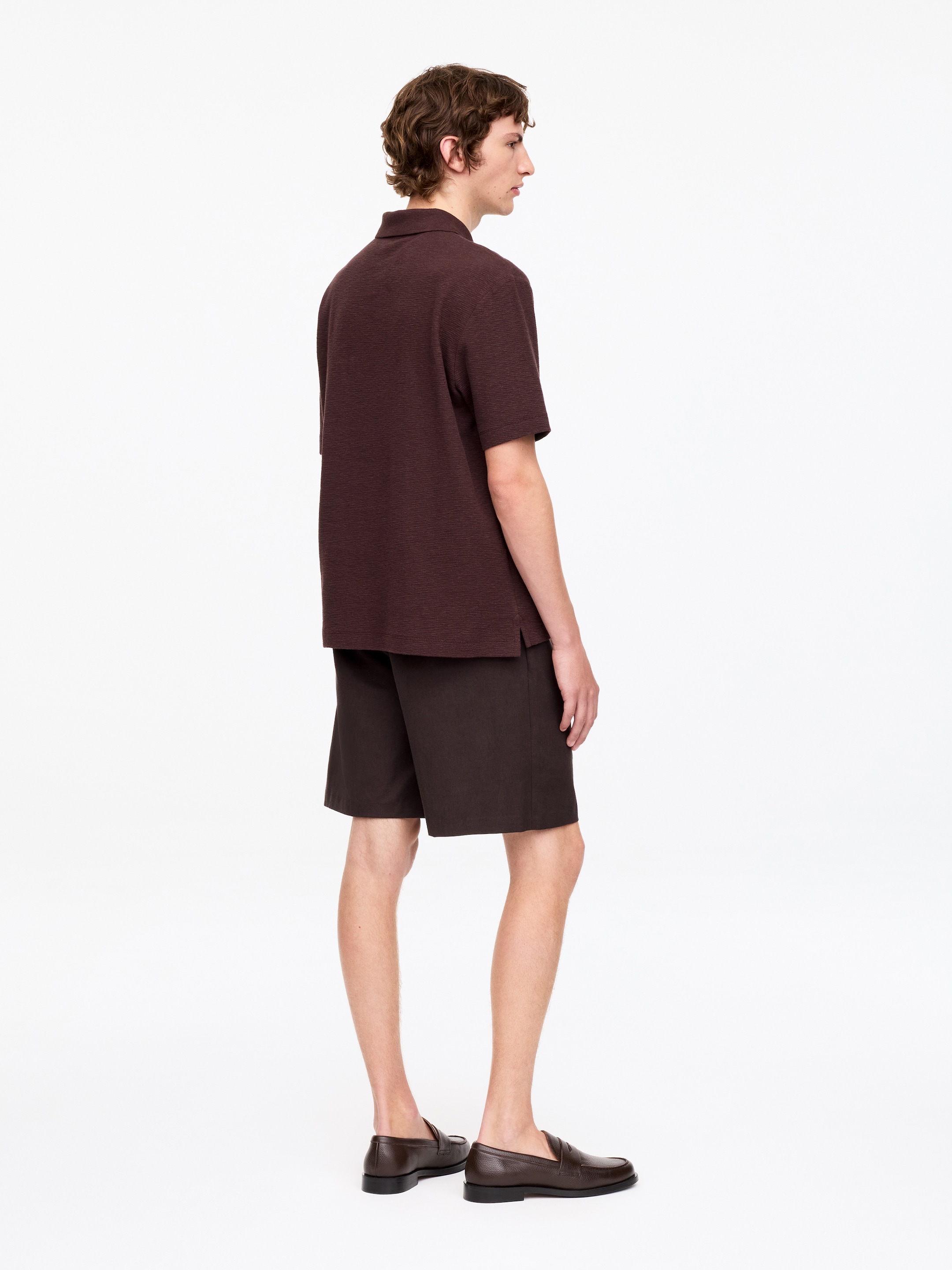 Cotton Linen Polo Shirt - Brown - Regular fit - Men - StillMedia/Lookbook - 4