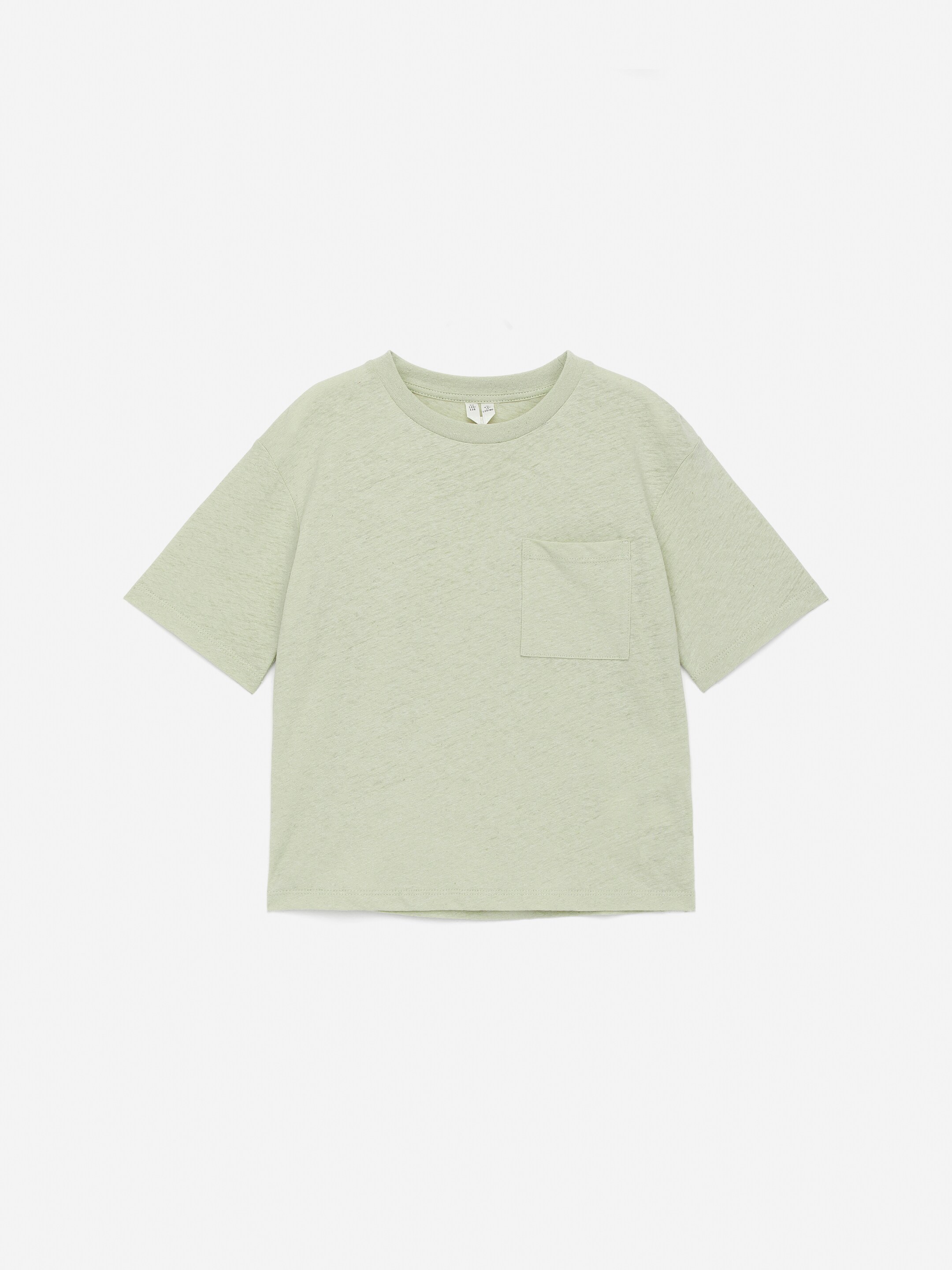 T-shirt i bomull och linne - Dimgrön - Regular fit - Children - StillMedia/DescriptiveStillLife - 1